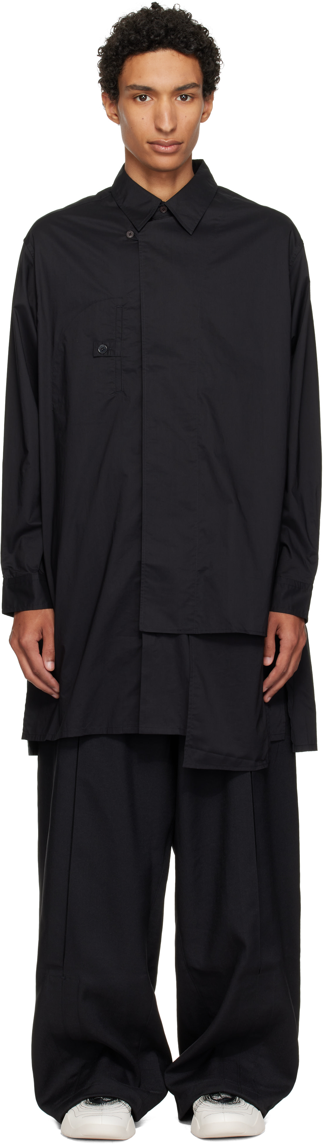 Y-3: Black Adaptive Cotton Shirt | SSENSE