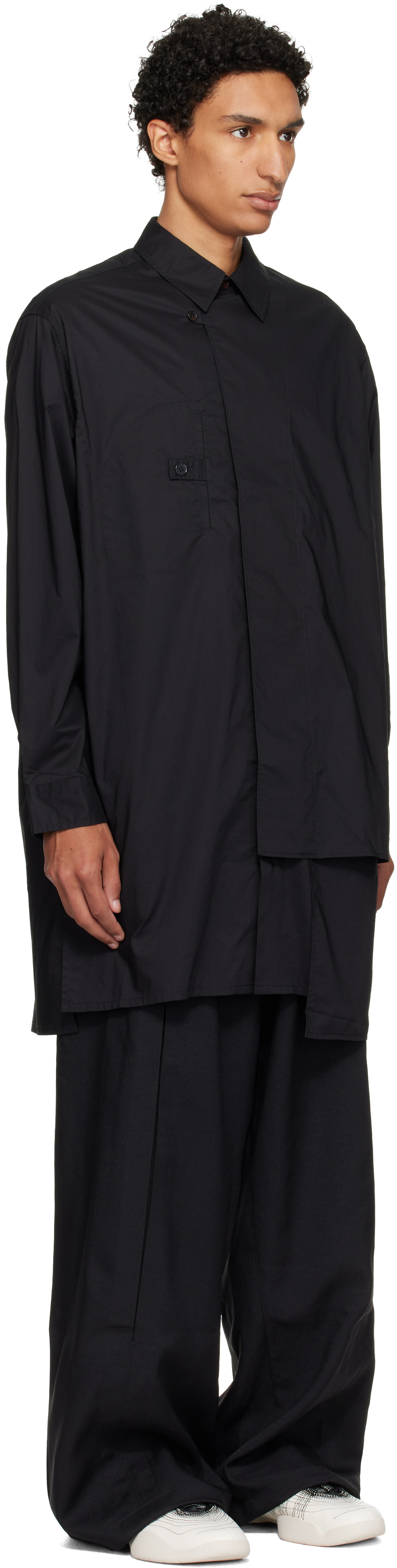 Y-3: Black Adaptive Cotton Shirt | SSENSE