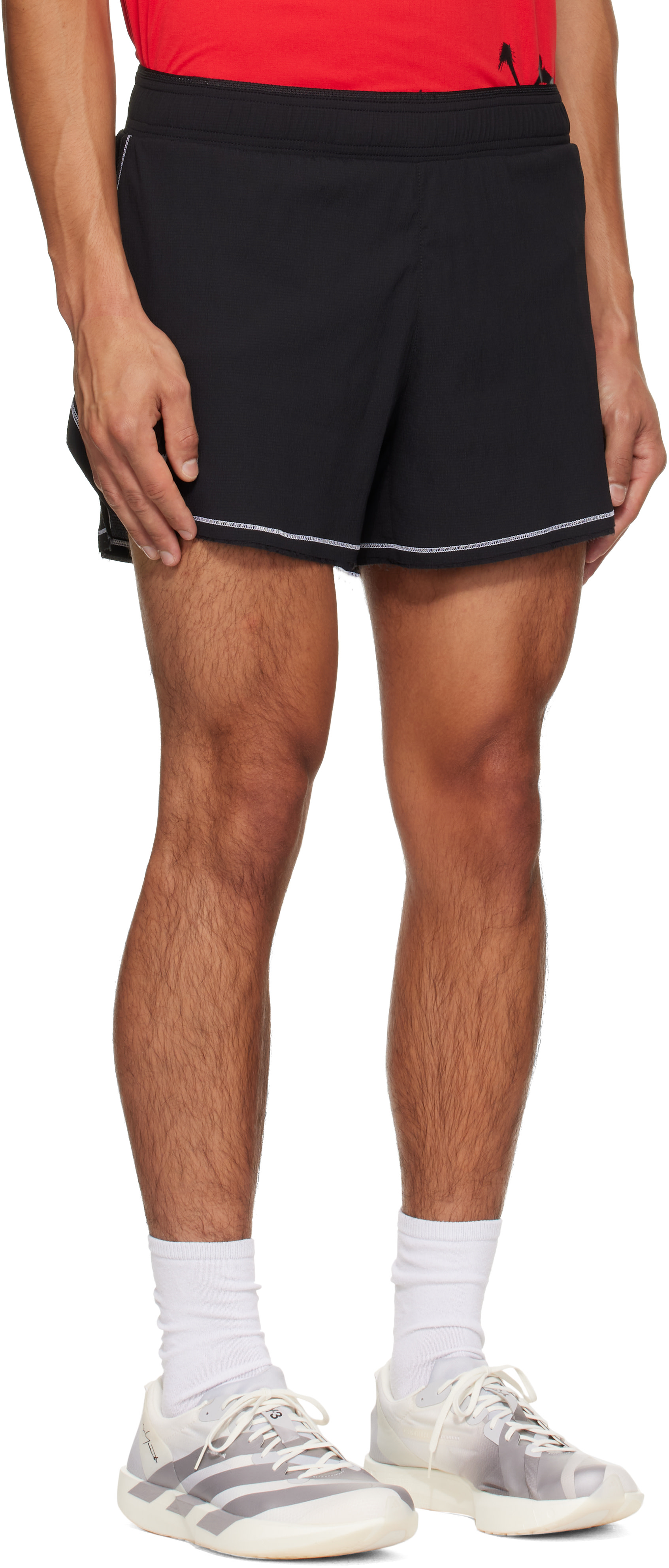 Y-3 - Short de course noir à image édition Chito