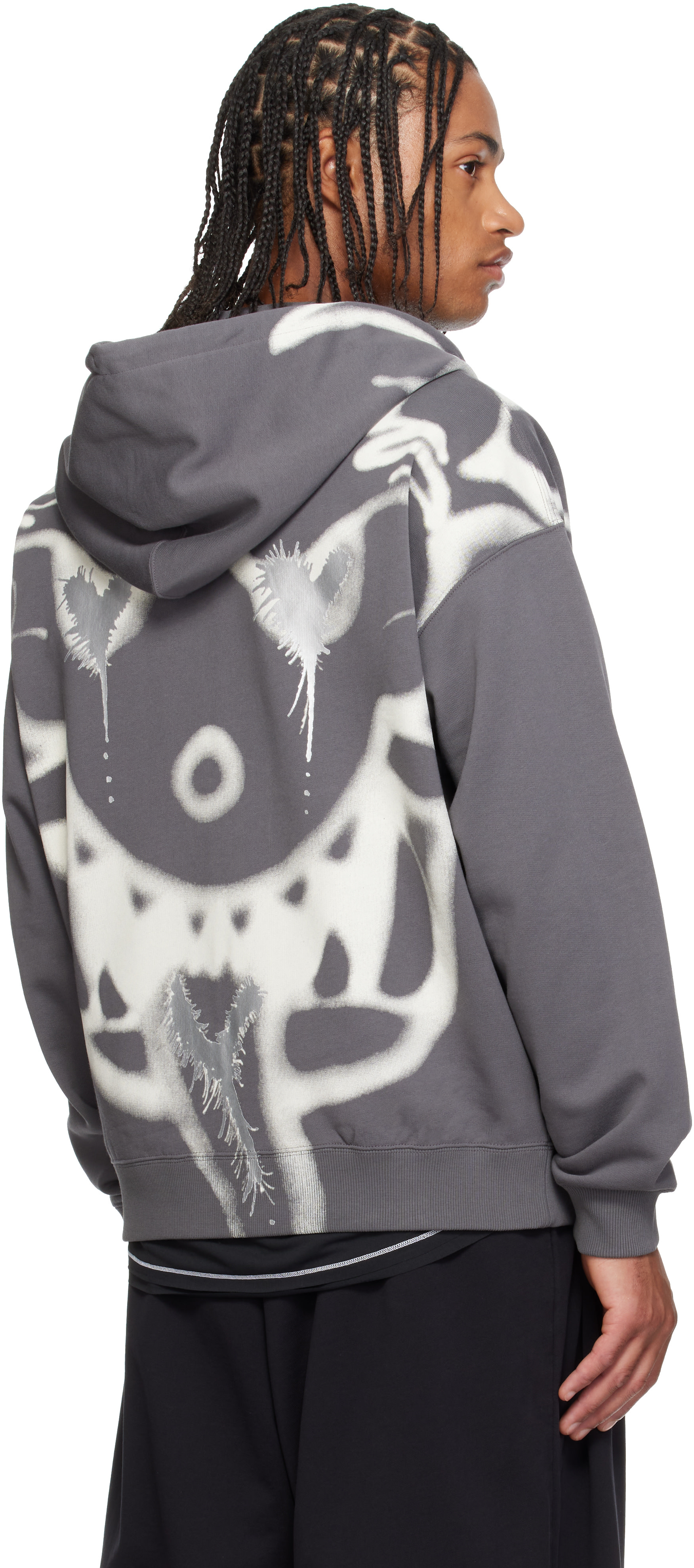 Y-3: Gray Chito Edition Graphic Zipper Hoodie | SSENSE Japan
