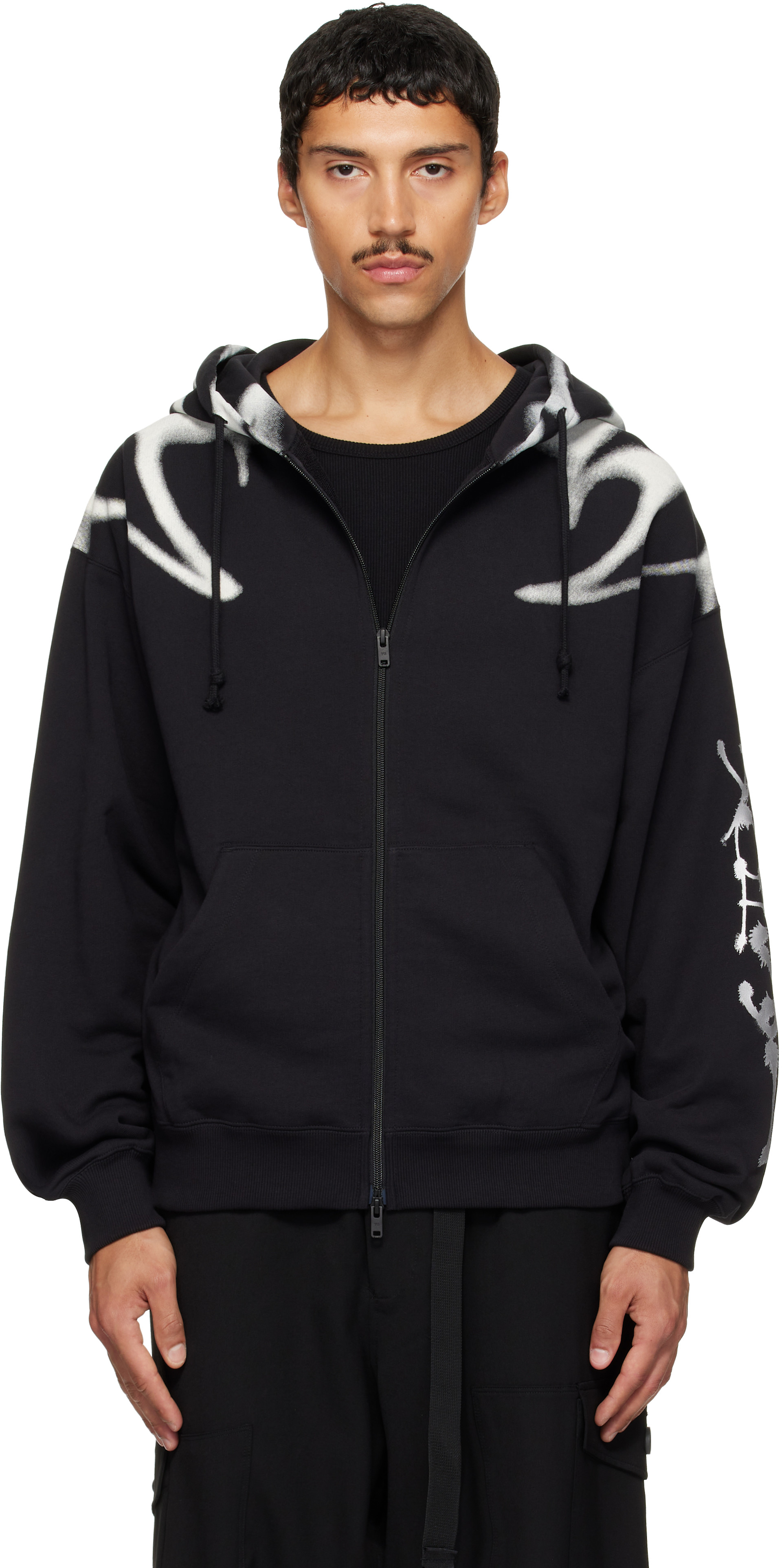 Y-3: Black Chito Edition Graphic Zipper Hoodie | SSENSE
