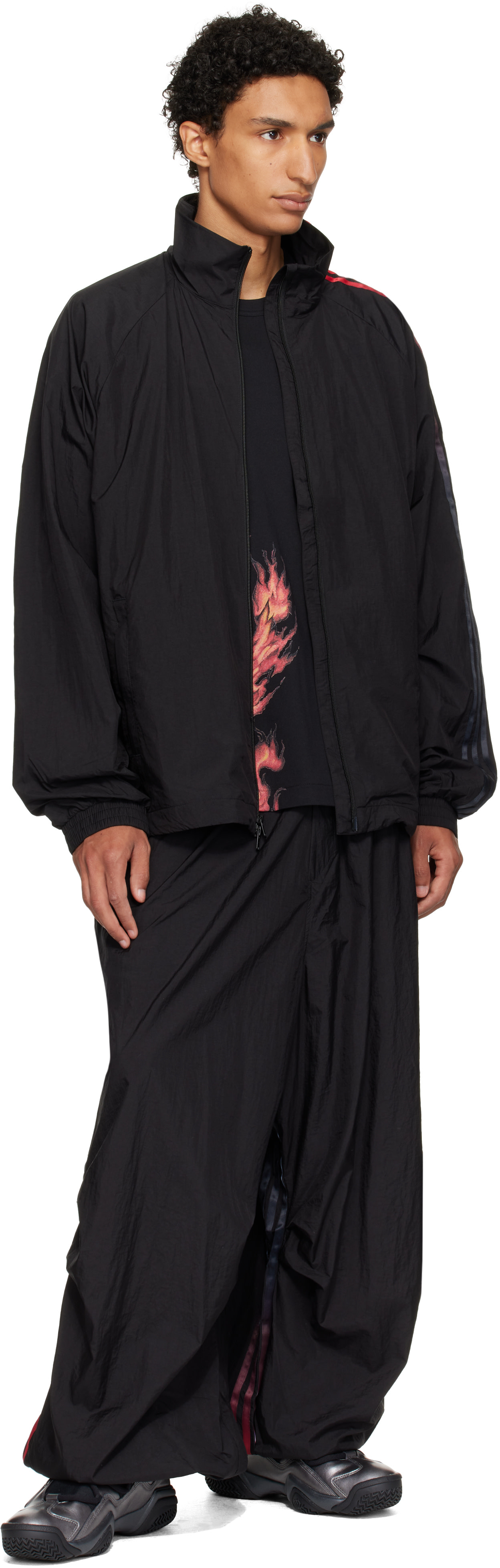 Y-3 - Black Gradient 3-Stripes Nylon Track Jacket