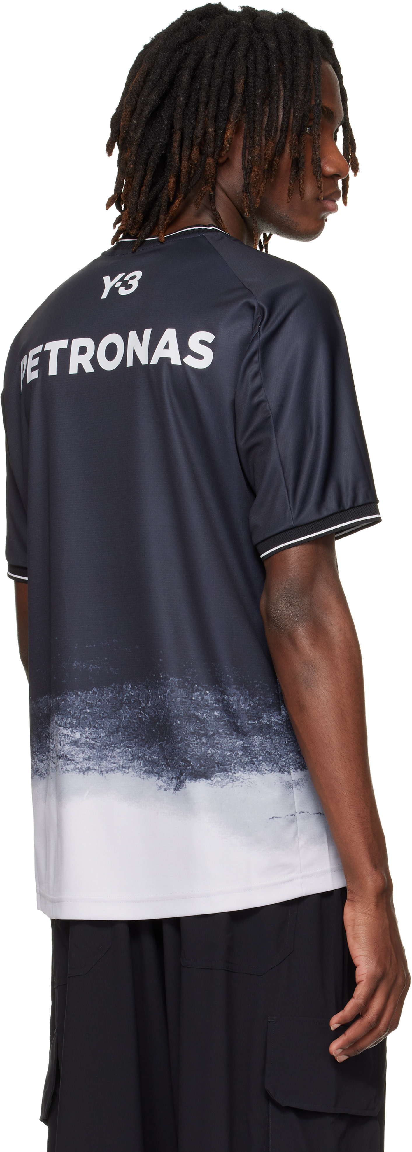 Y-3: Black Mercedes-AMG F1 Edition Mechanics Jersey T-shirt | SSENSE
