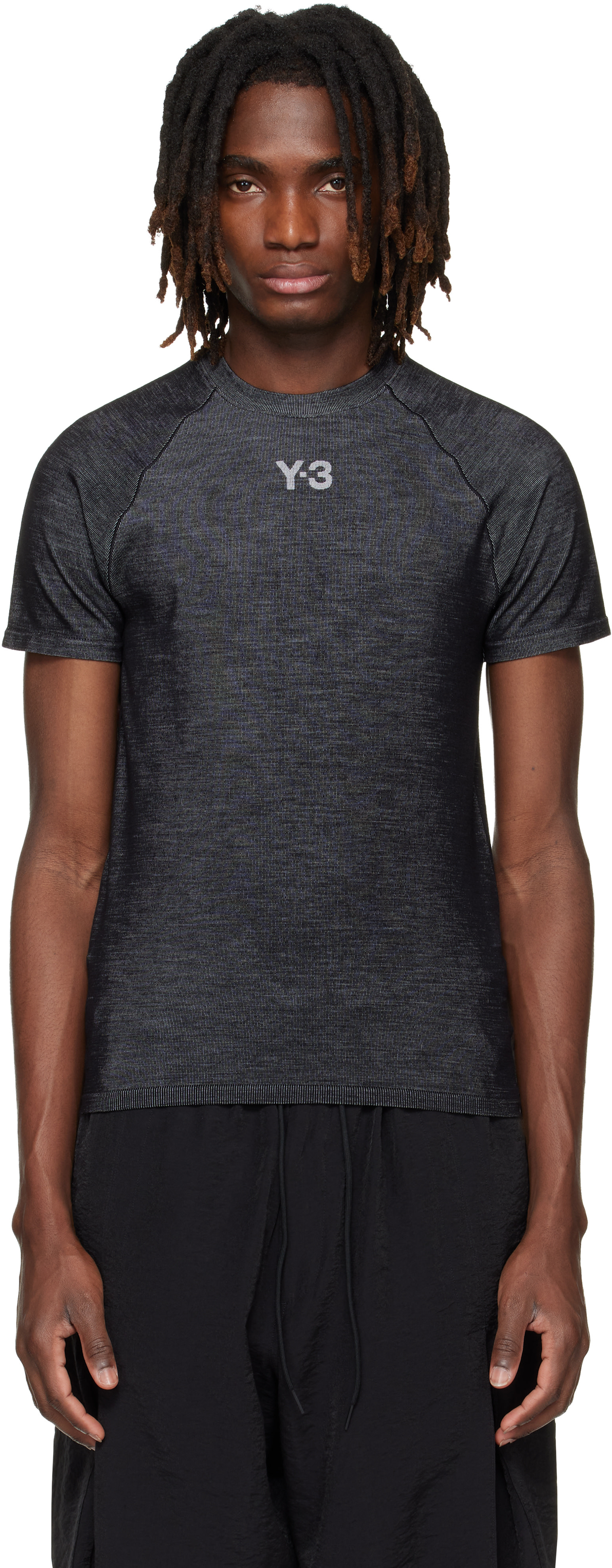 Y-3: Black & Gray Mercedes-AMG F1 Edition Engineered T-shirt 