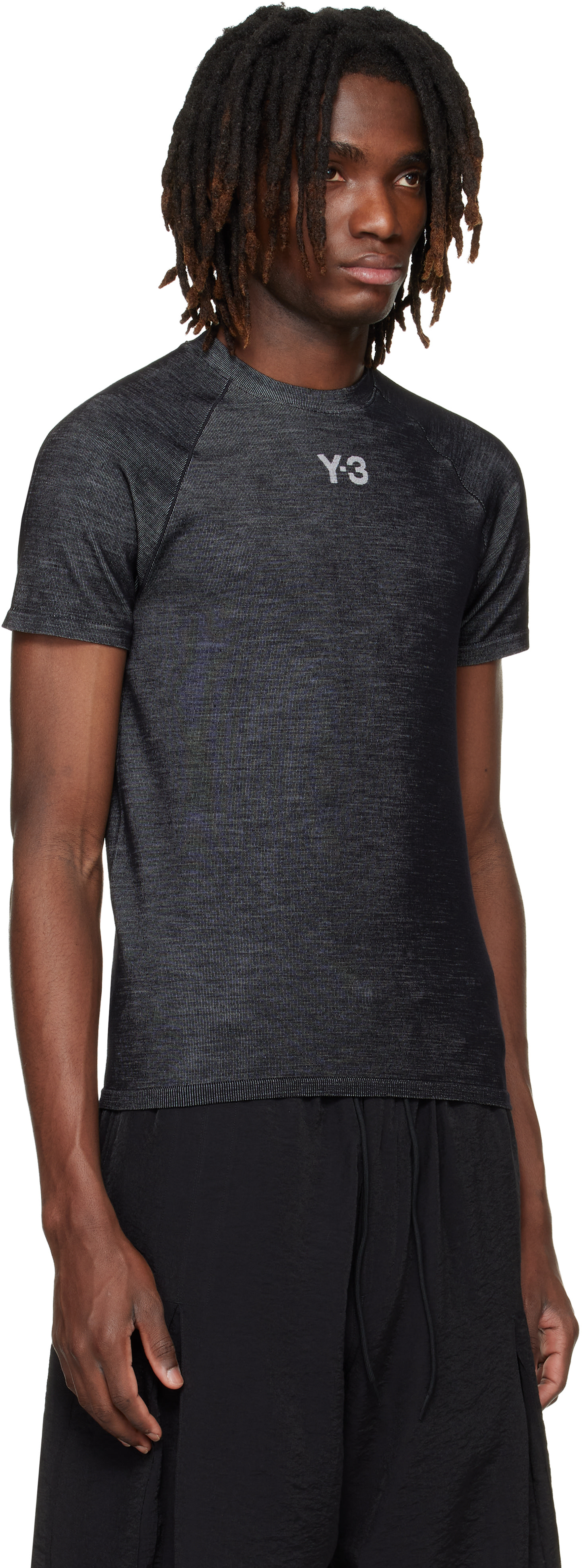 Y-3: Black & Gray Mercedes-AMG F1 Edition Engineered T-shirt | SSENSE