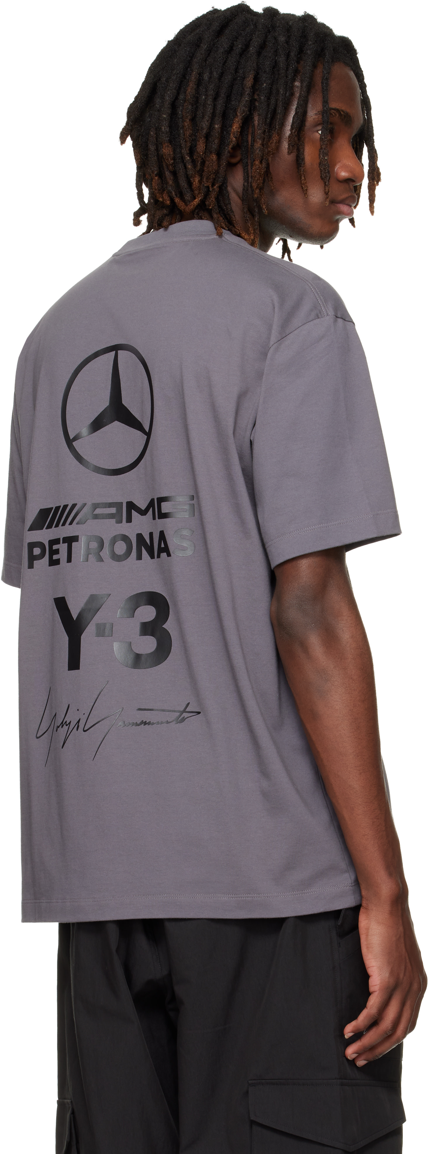 Y-3 - Gray Mercedes-AMG F1 Edition Logo Stack T-shirt