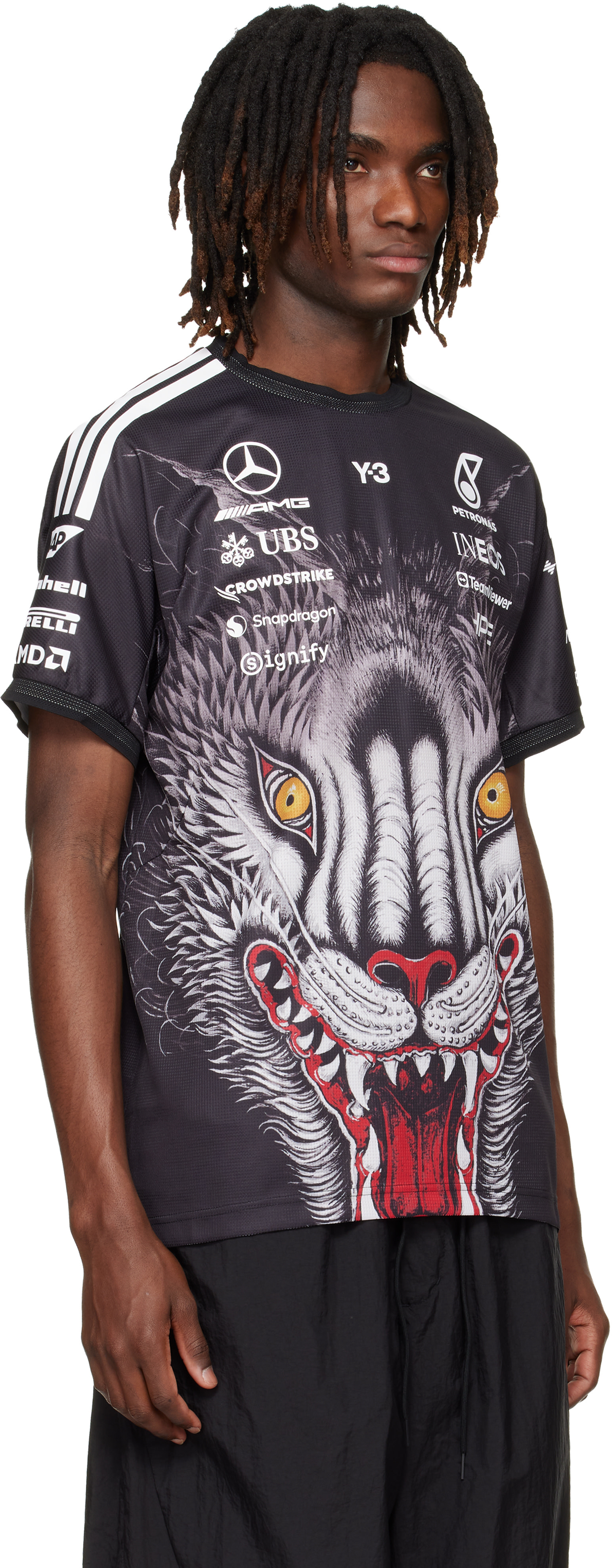 新品 F1 adidas Y3 日本GP選手着用 Tシャツ Y-3: ブラック Mercedes-AMG F1エディション Driver Tシャツ | SSENSE 日本