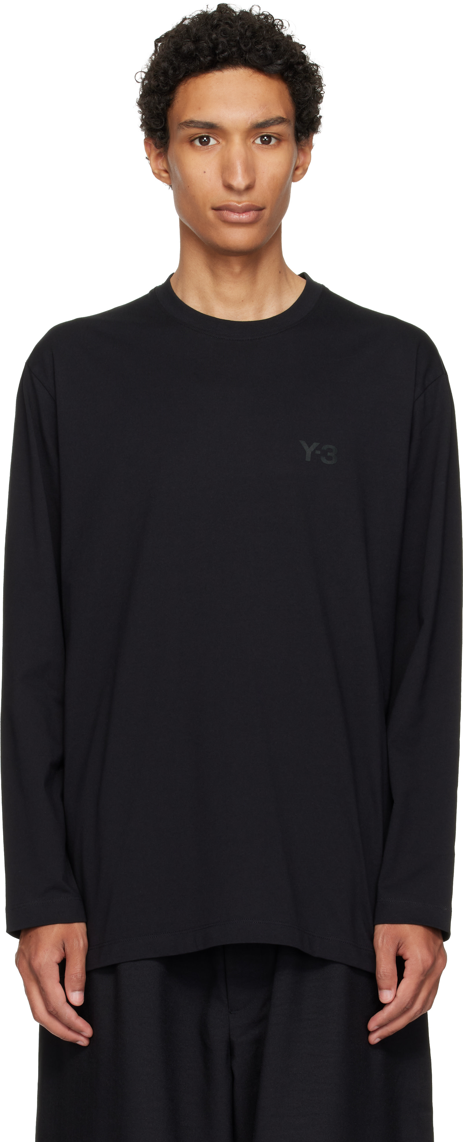 b*u様 Y-3 ブラック 長袖カットソー Y-3: ブラック ロゴ 長袖Tシャツ | SSENSE 日本