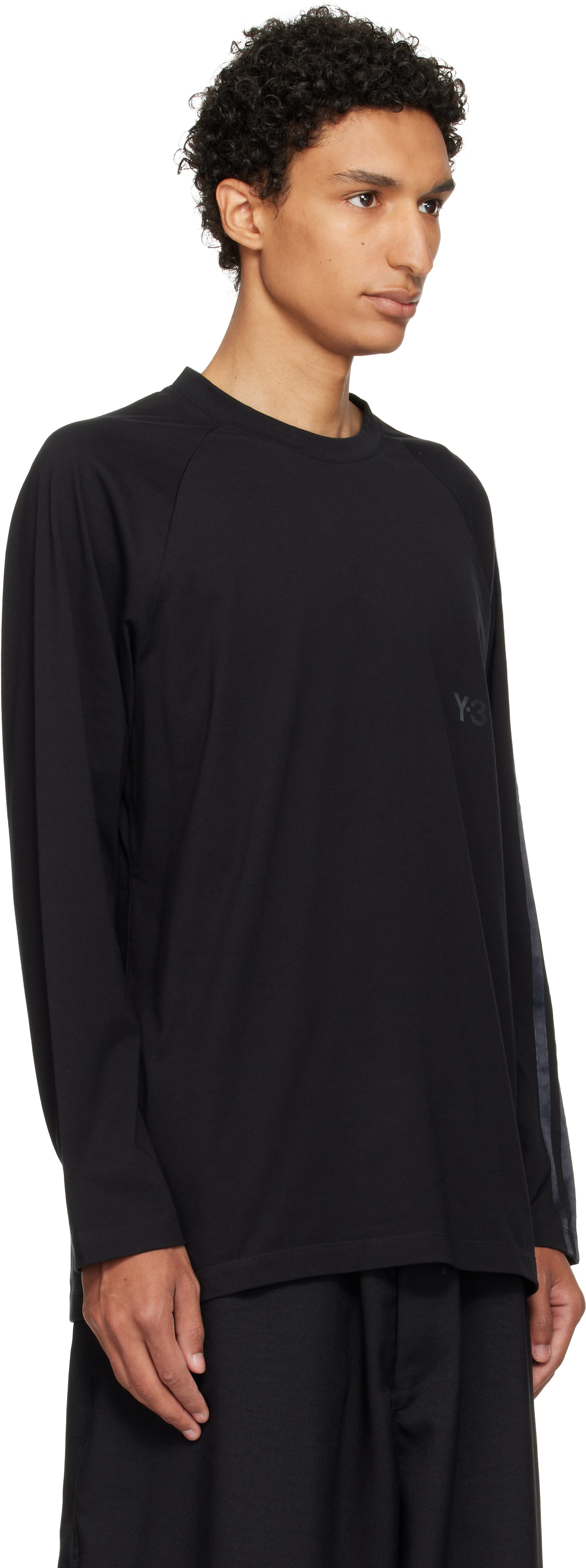 Yoli 長袖 サイズ3 ブラック Y-3: ブラック オーバーサイズ オンブレストライプ 長袖Tシャツ