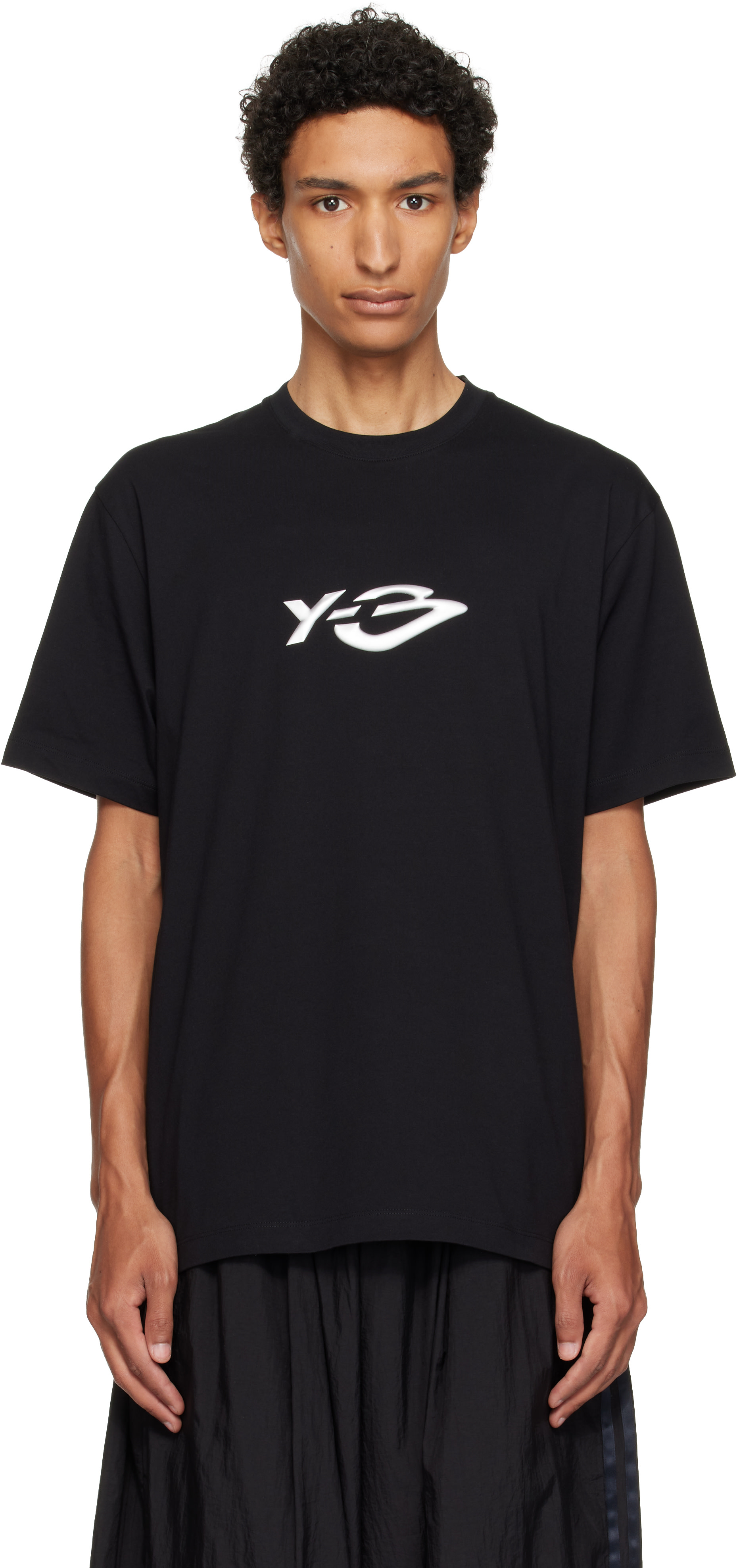 Y-3: Black Liquid Logo Short Sleeve T-shirt | SSENSE