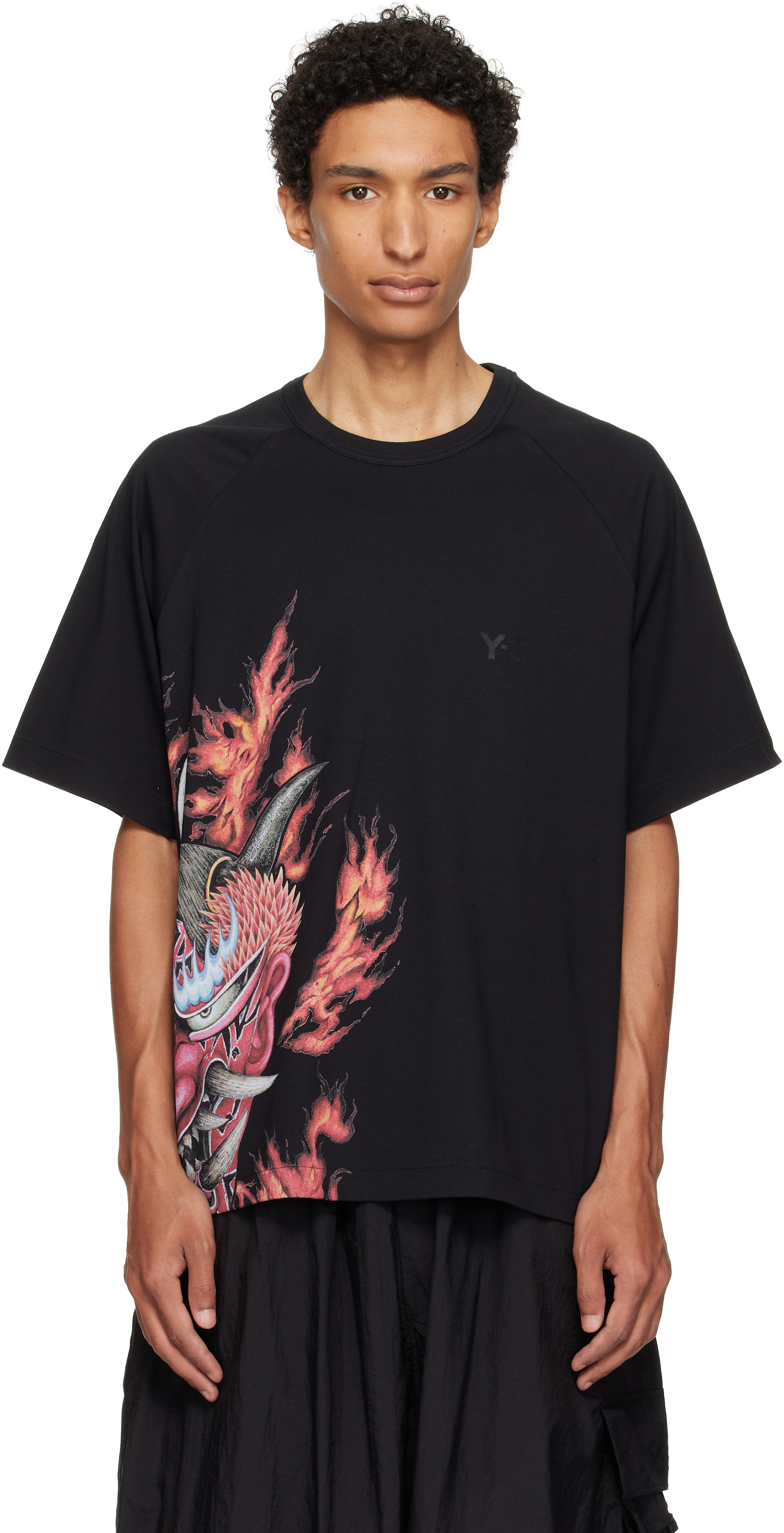 トップス Y-3 RELAXED SS TEE Y-3: Black Graphic Short Sleeve T-shirt | SSENSE Canada