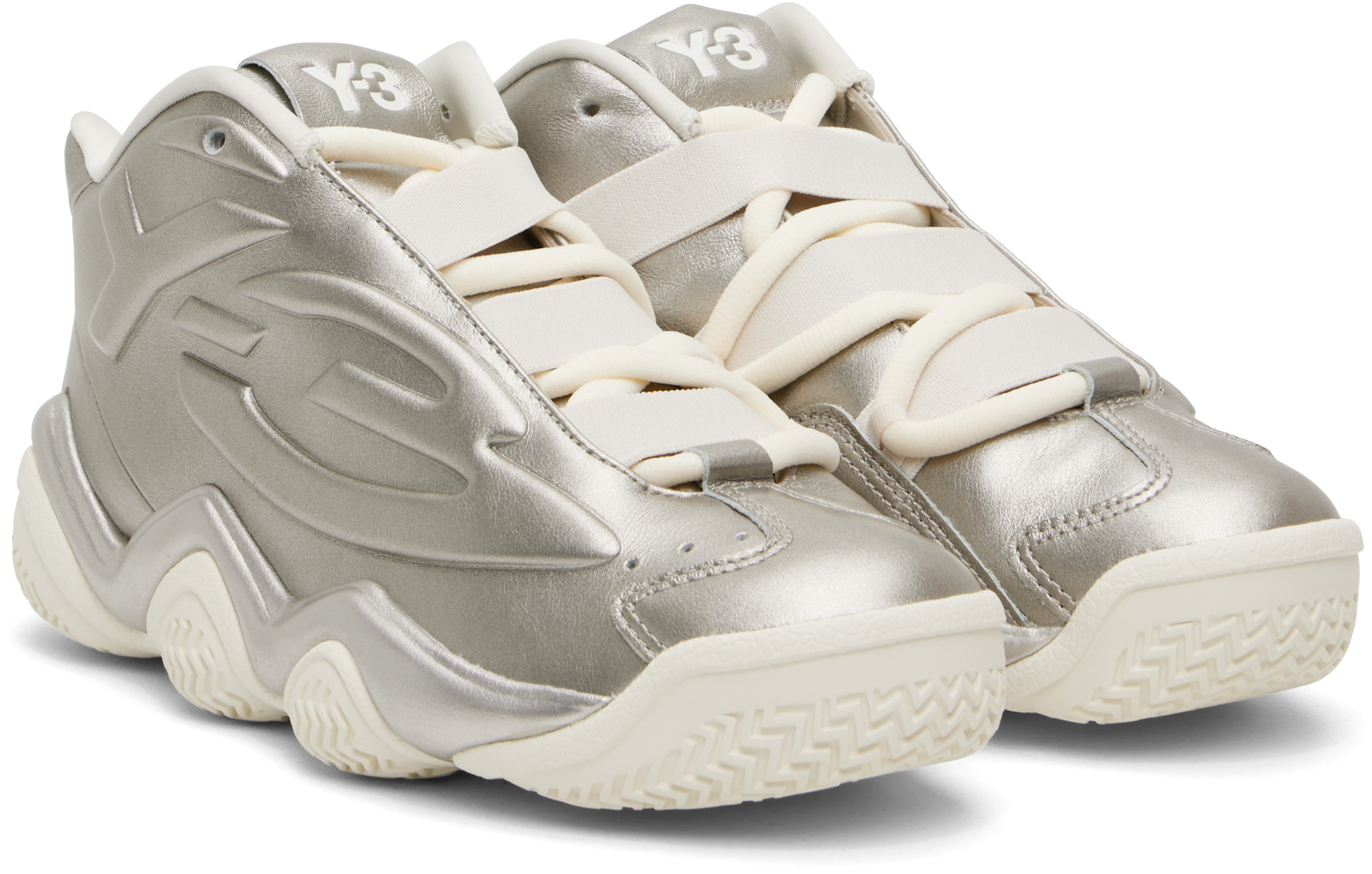 Y-3 - Baskets Megaball argentées