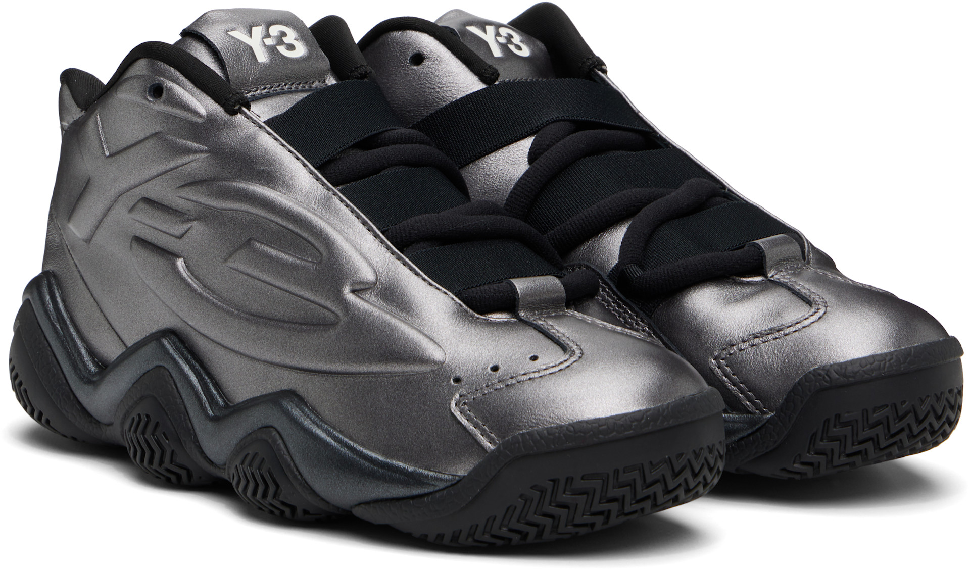 Y-3 - Baskets Megaball argentées