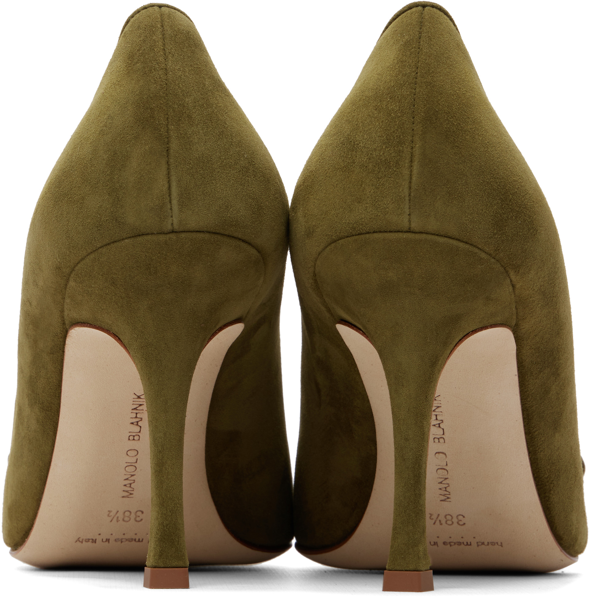 Manolo Blahnik: Khaki Maysalepump 90 Heels | SSENSE