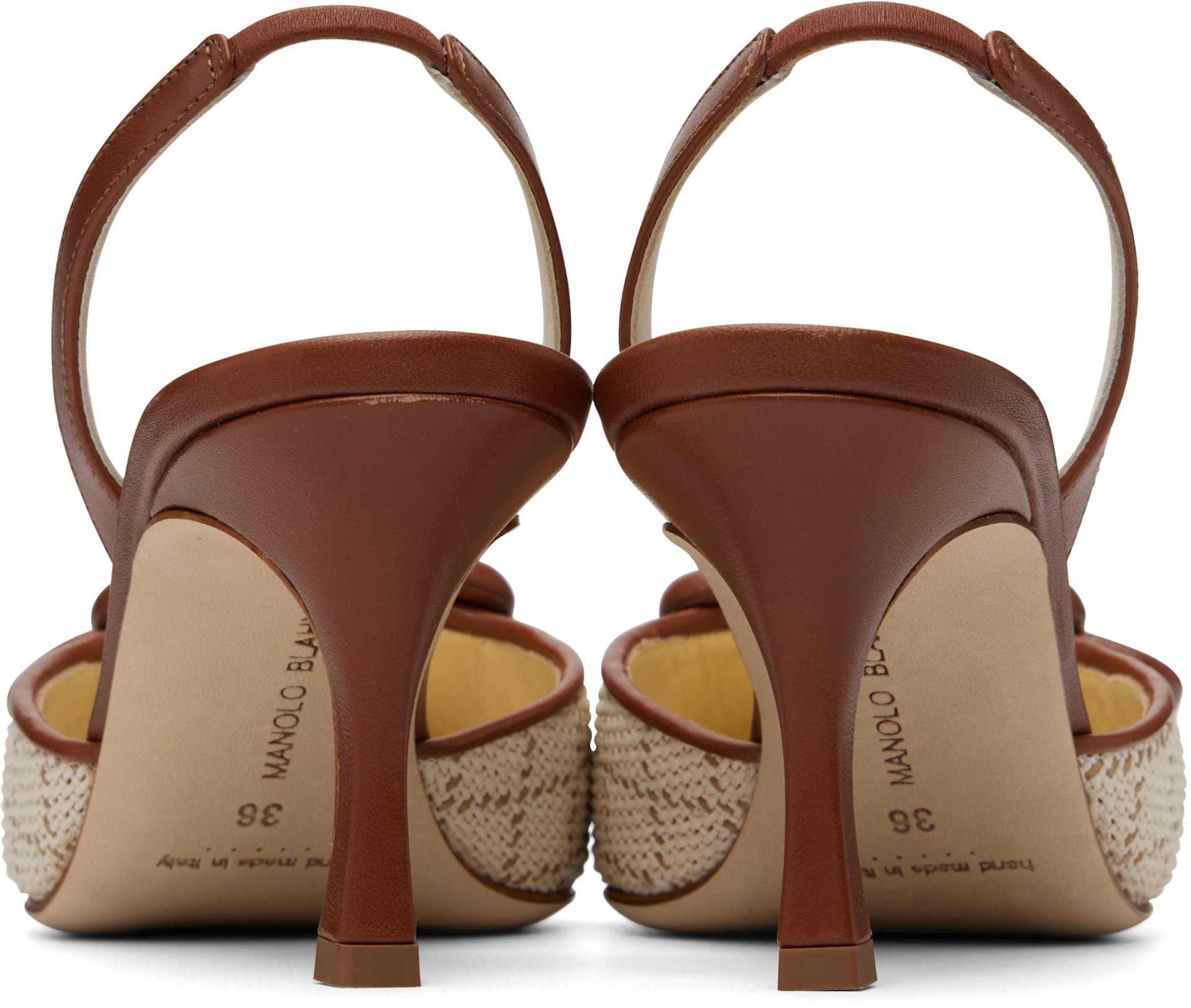 Manolo Blahnik: Beige Mayslibi Heels | SSENSE