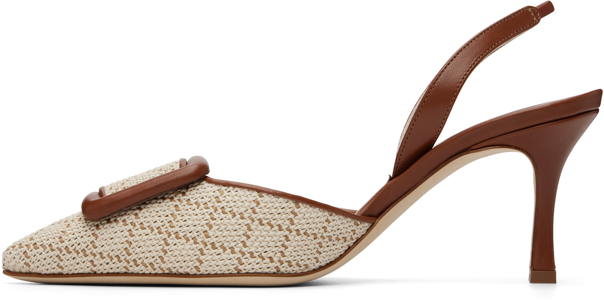 Manolo Blahnik: Beige Mayslibi Heels | SSENSE
