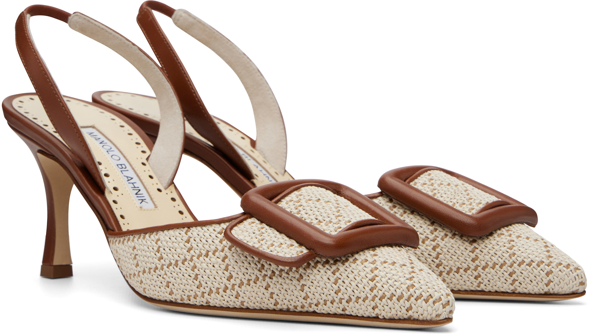 Manolo Blahnik: Beige Mayslibi Heels | SSENSE