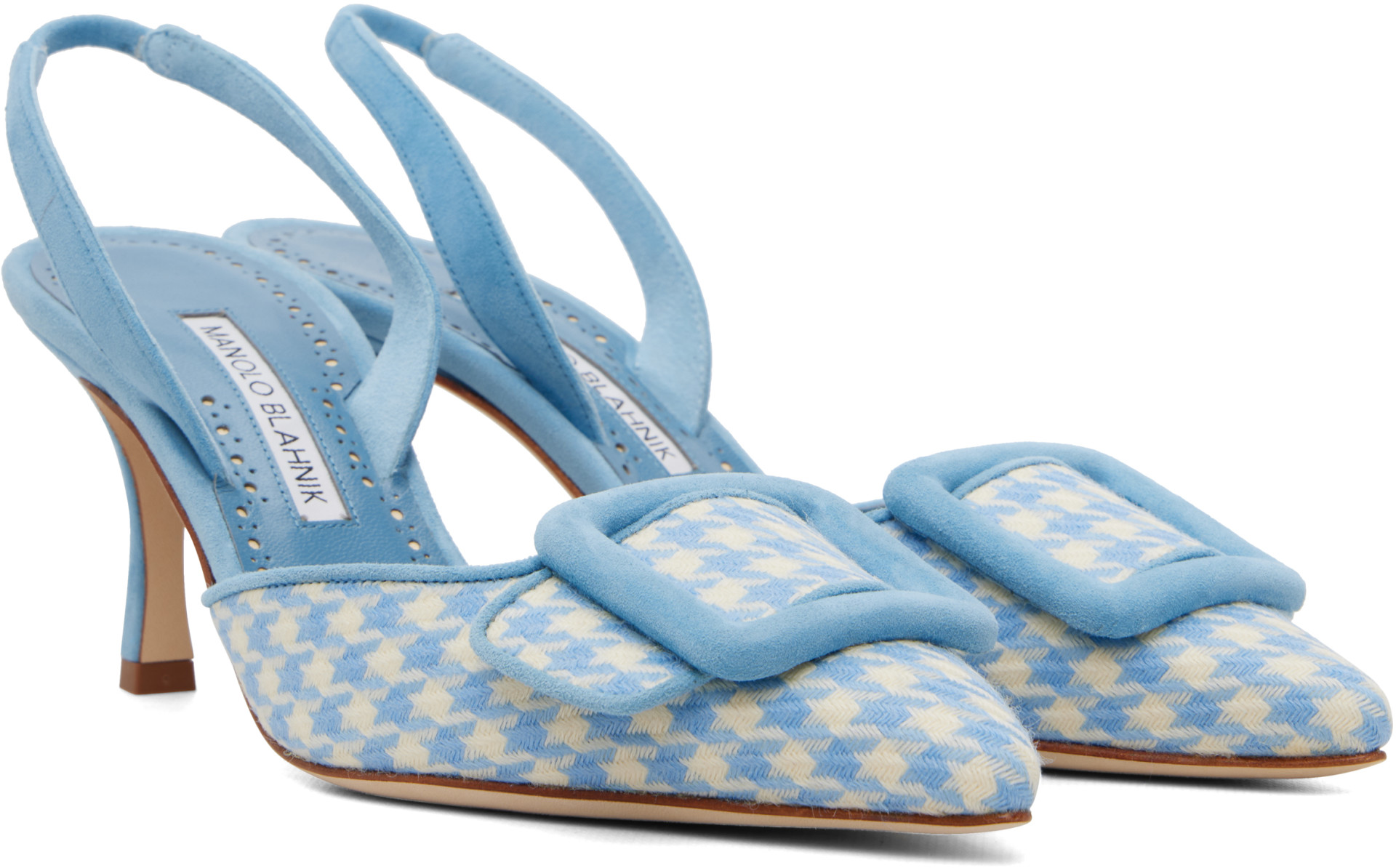 Manolo Blahnik - Escarpins Mayslibi bleu et blanc
