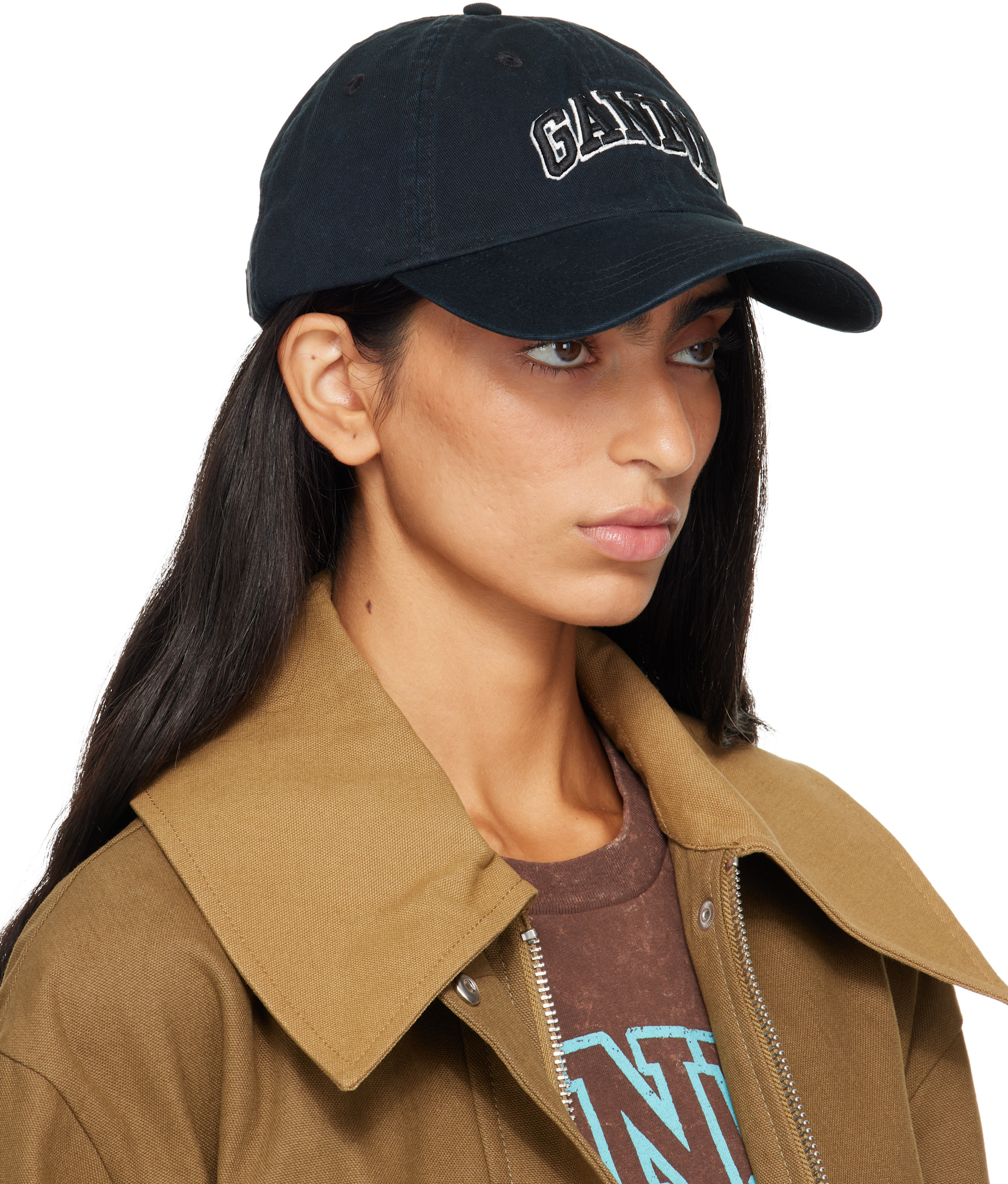 GANNI: Black Washed Cotton Cap | SSENSE