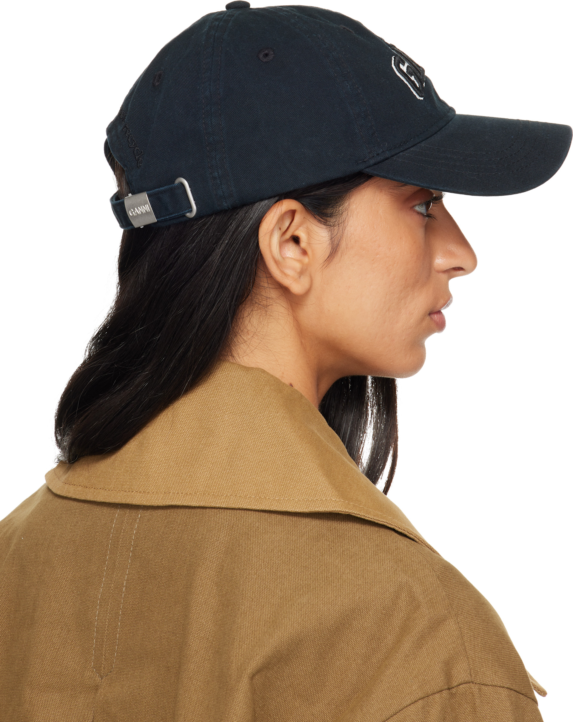 GANNI: Black Washed Cotton Cap | SSENSE
