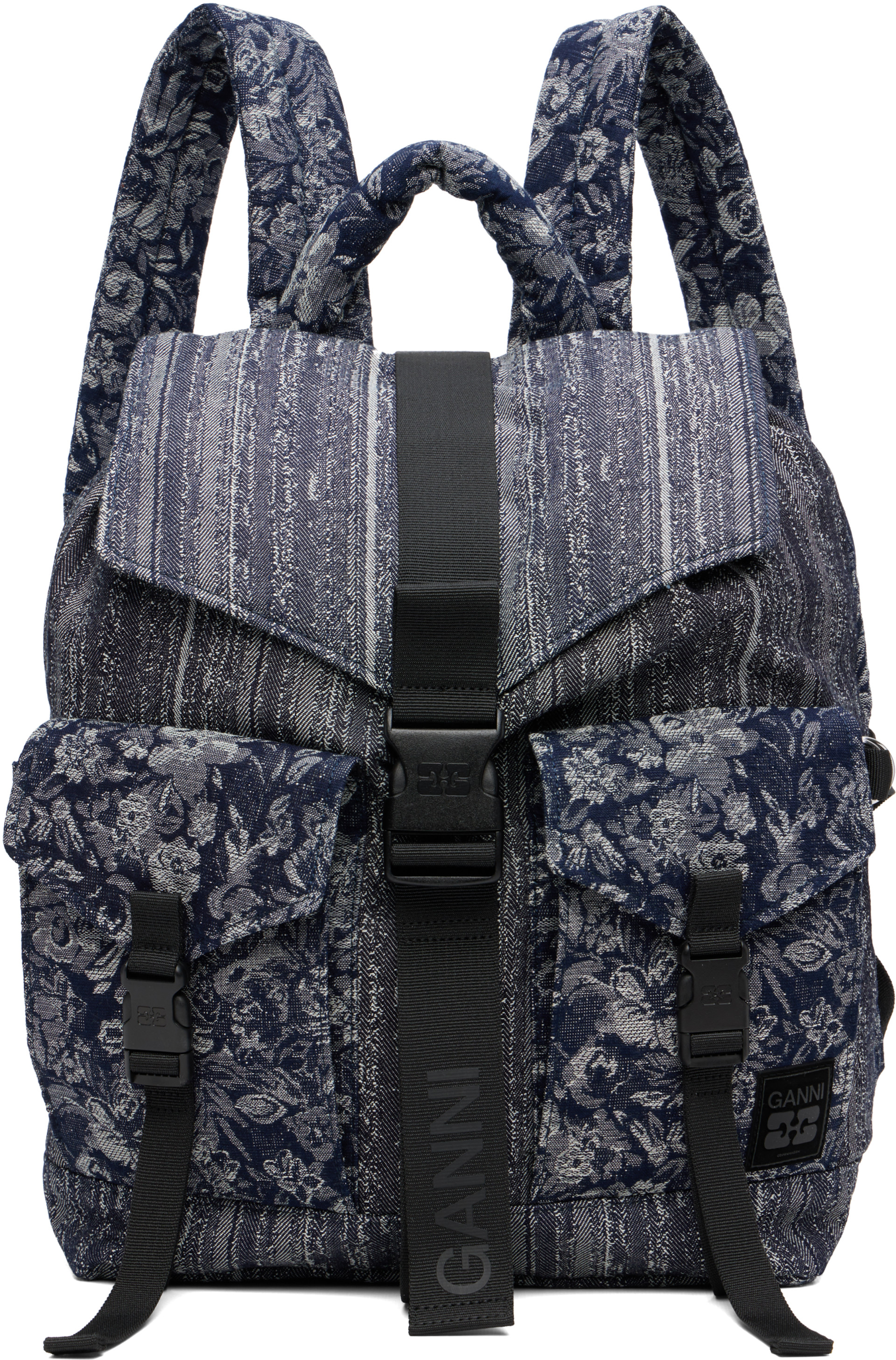 GANNI - Blue Re-Tech Patchwork Backpack