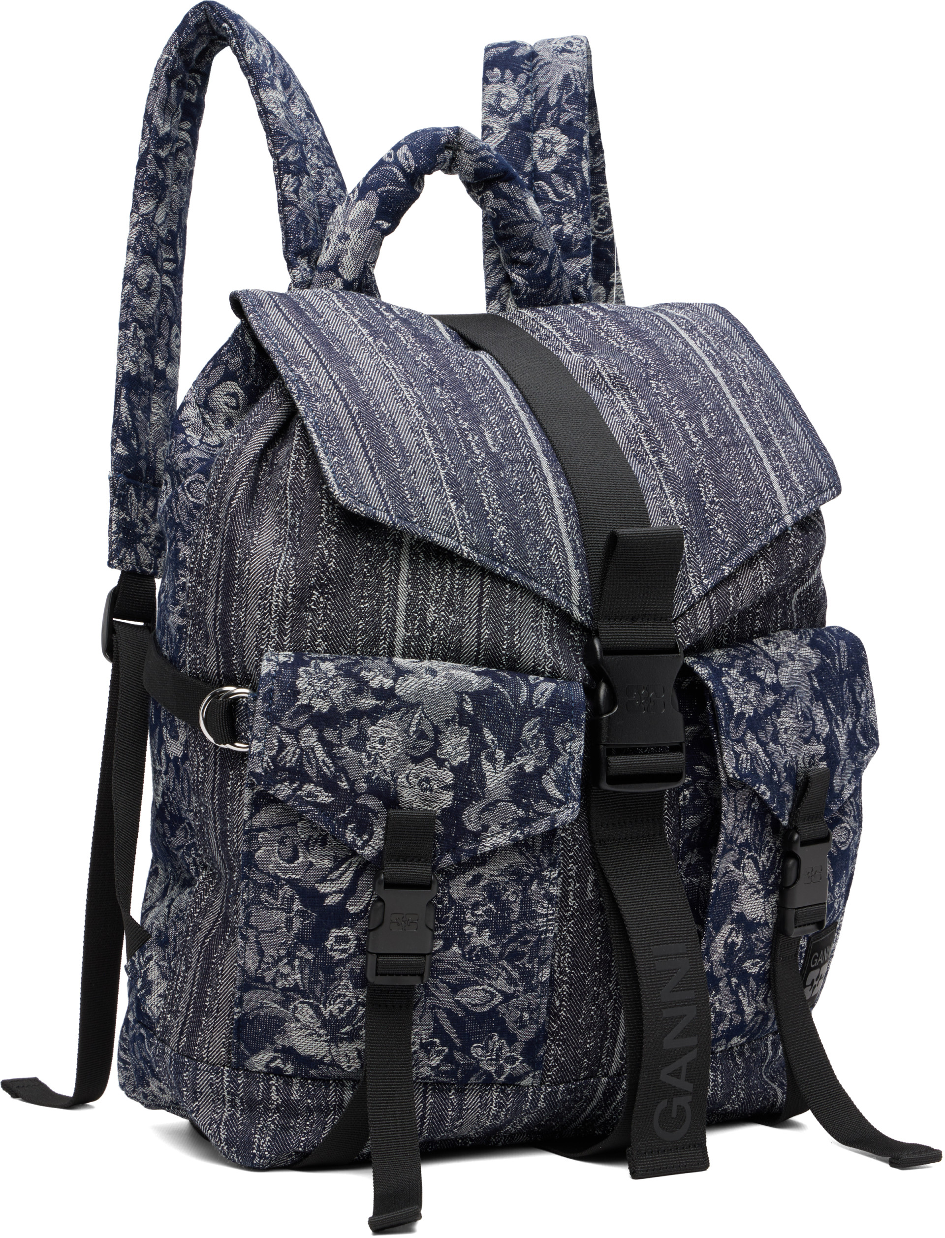 GANNI - Blue Re-Tech Patchwork Backpack