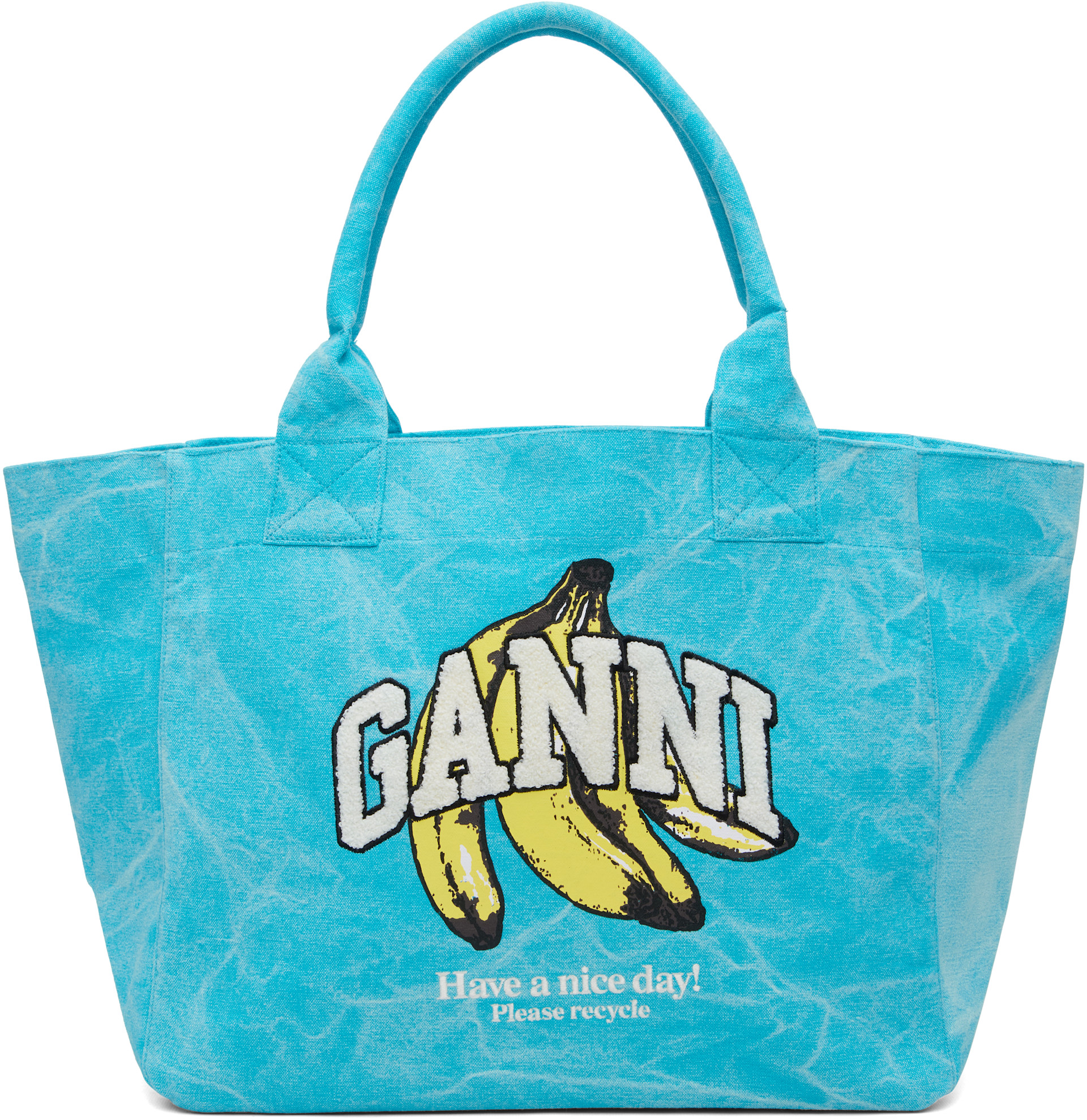 GANNI: Blue XXL Tote | SSENSE