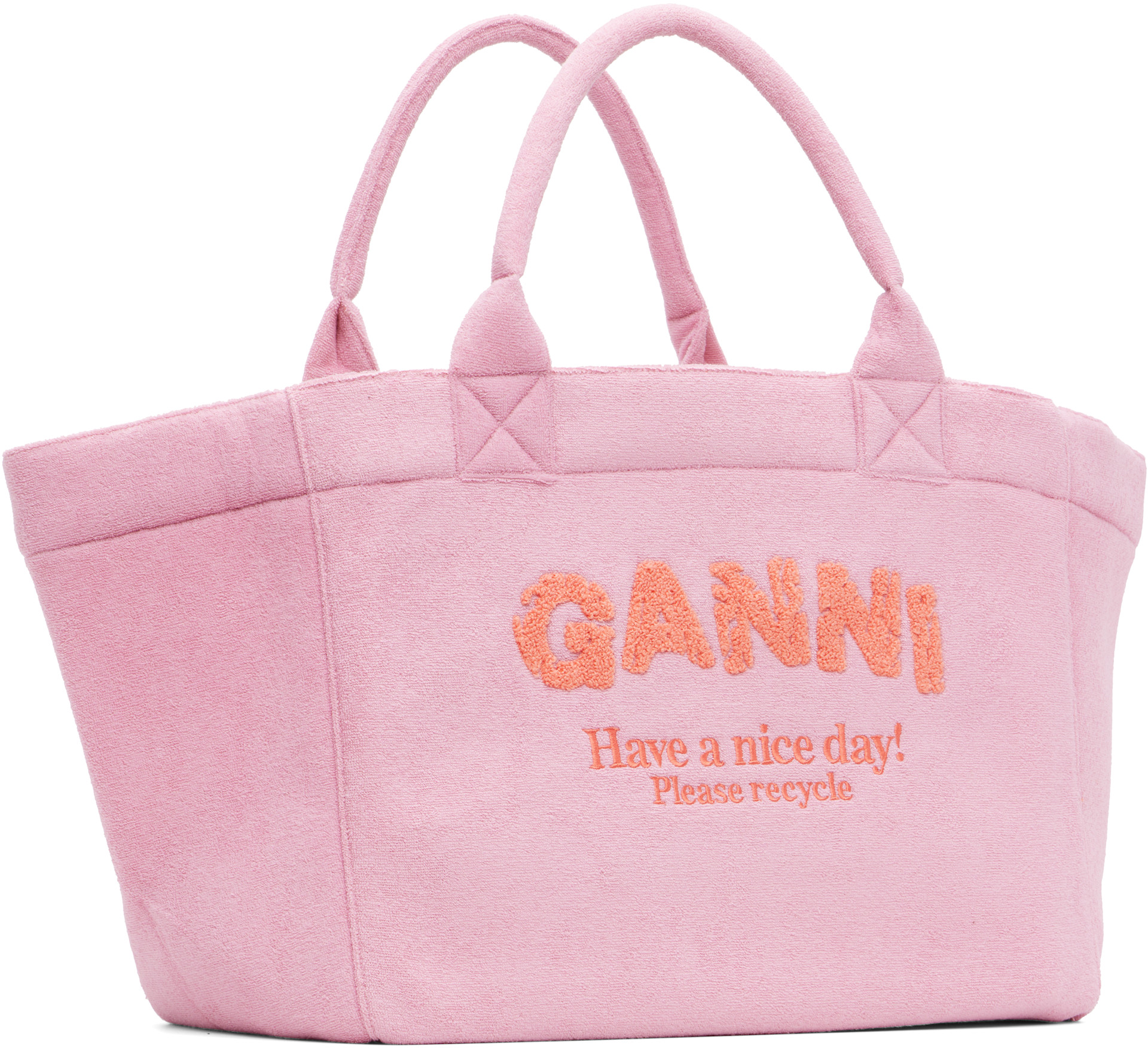 結城さくな リバーシブルトートバッグ　BIGクッションセット GANNI: ピンク＆オレンジ XXL リバーシブル トートバッグ | SSENSE 日本
