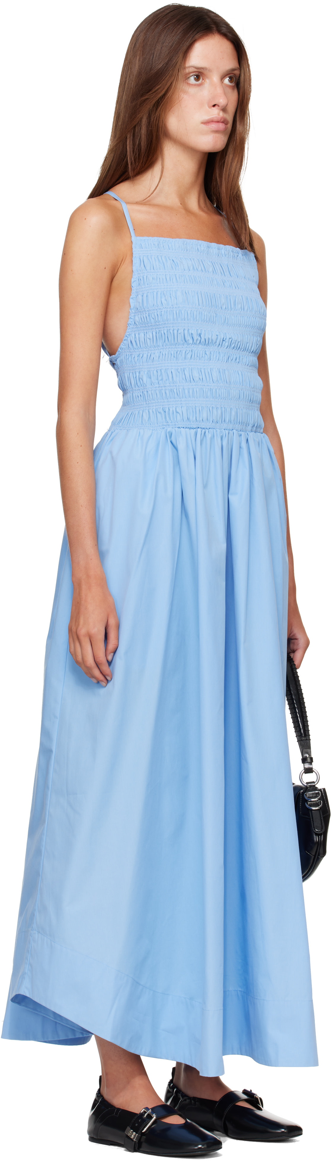 ganni blue knit dress Cotton Casual Size:X-Small spaghetti straps and a Wool mix Fabulous Dusty Blue A-Line swatches-celena-mini-dress
