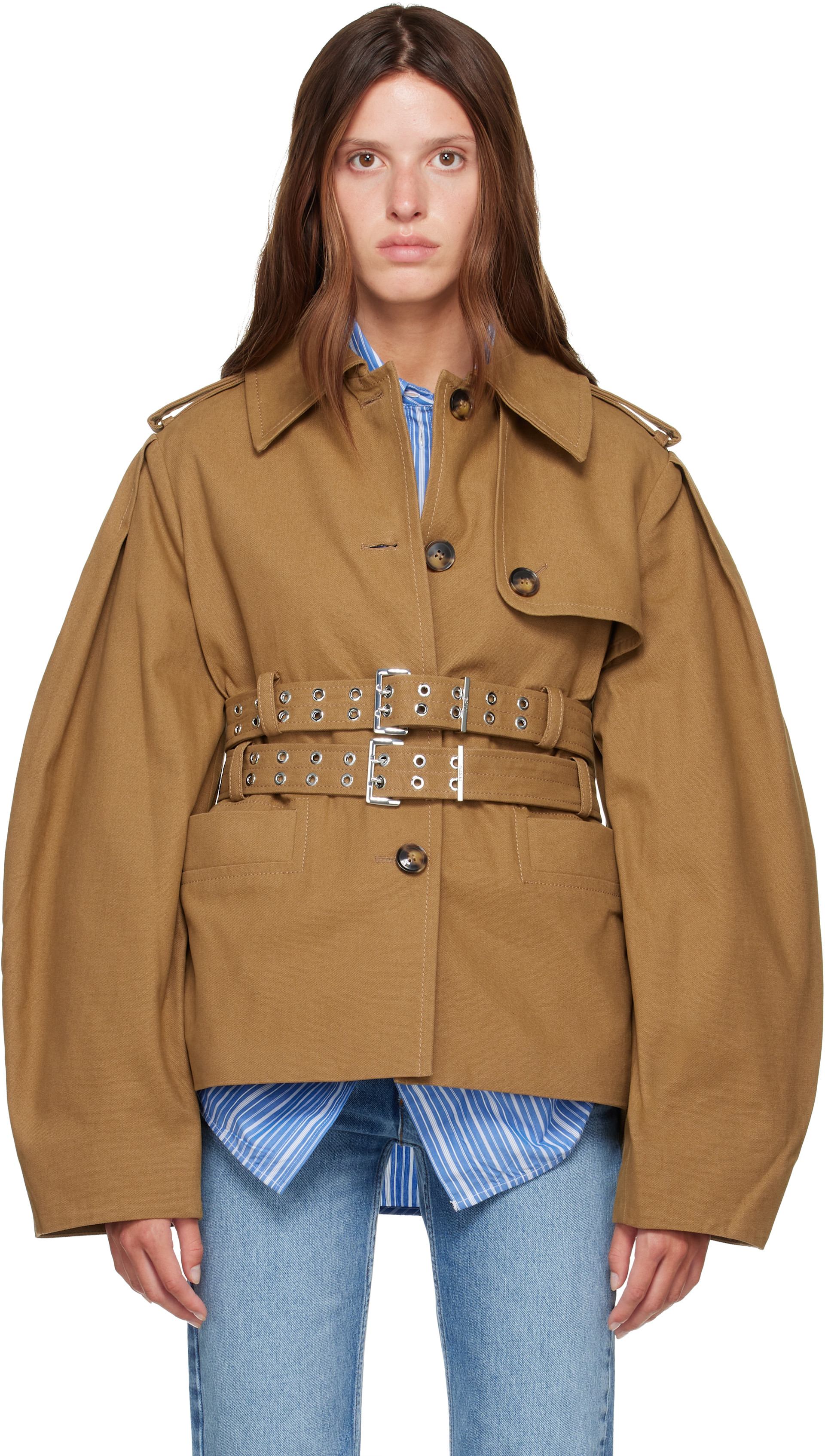 GANNI - Blouson beige en canevas