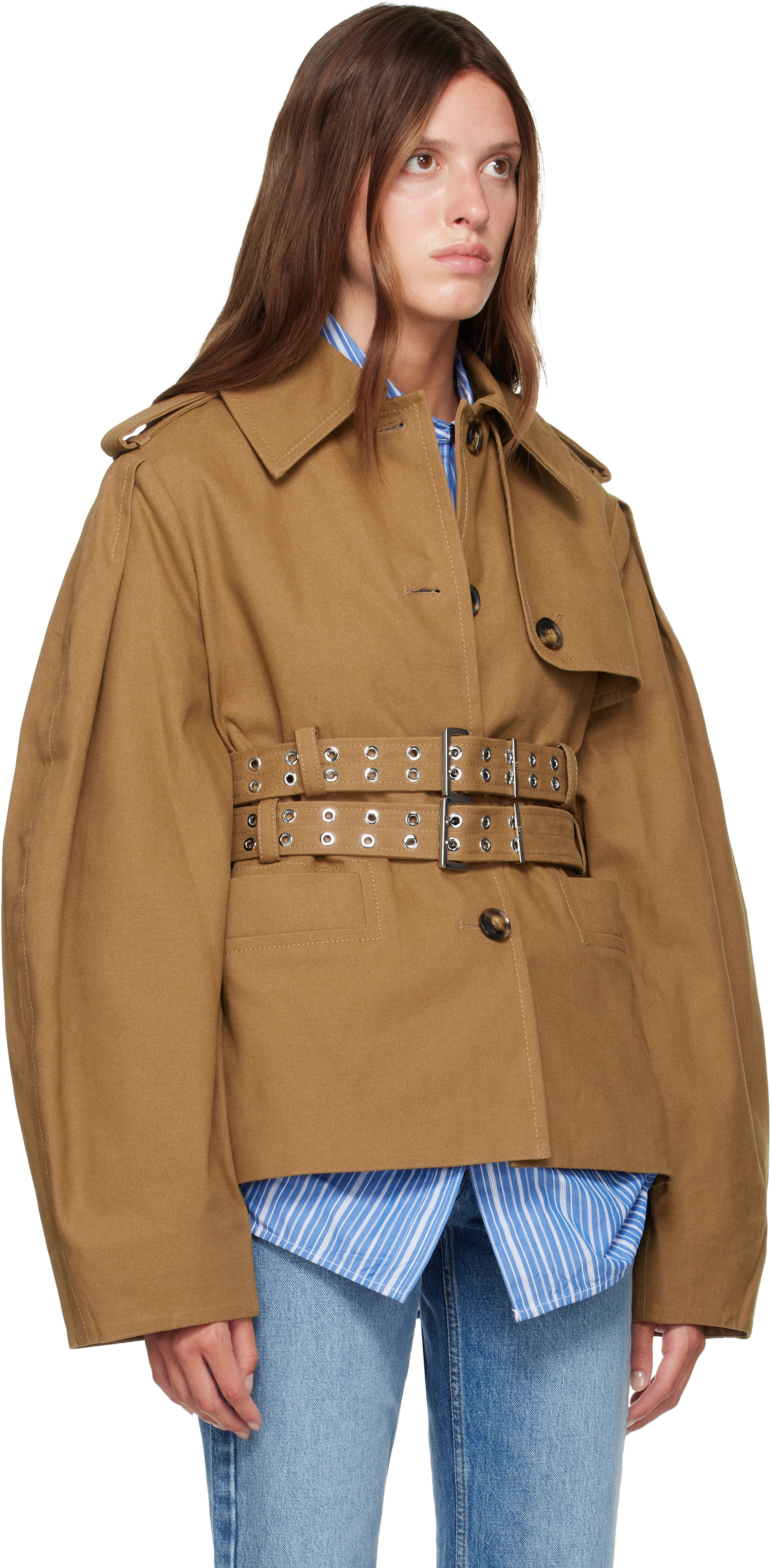 GANNI - Blouson beige en canevas