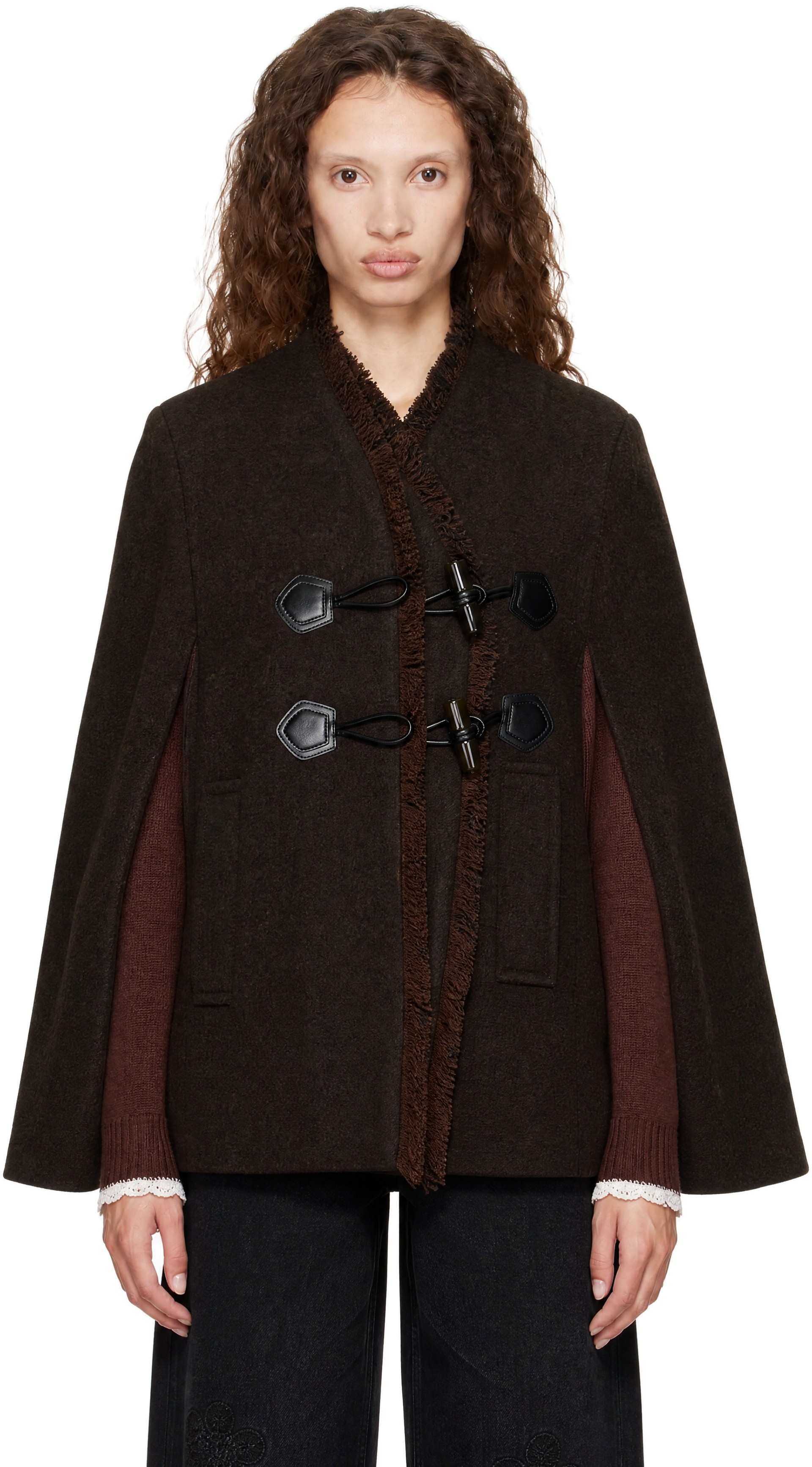 GANNI - Brown Wool Cape