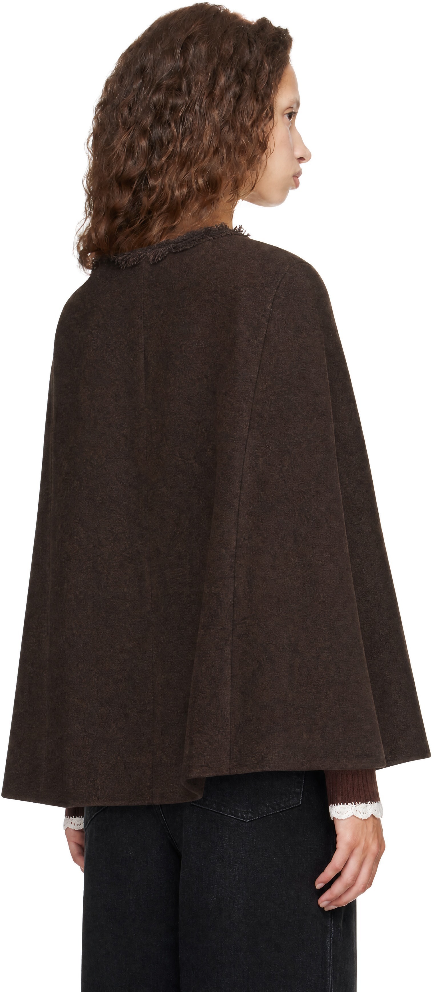 GANNI - Brown Wool Cape
