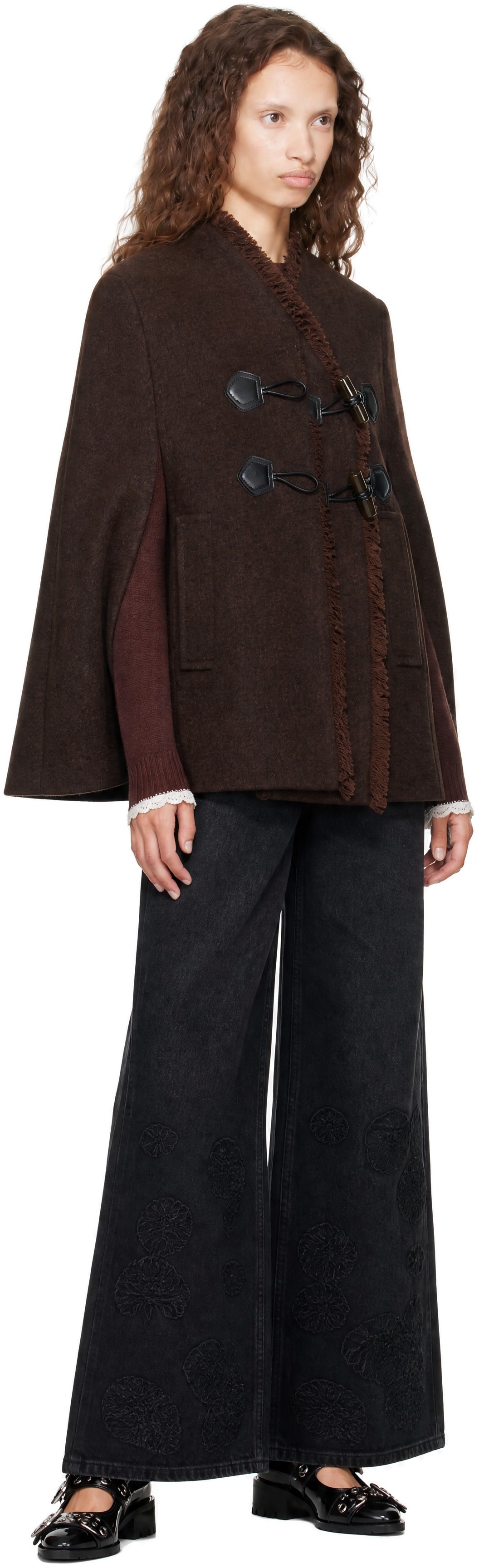 GANNI - Brown Wool Cape