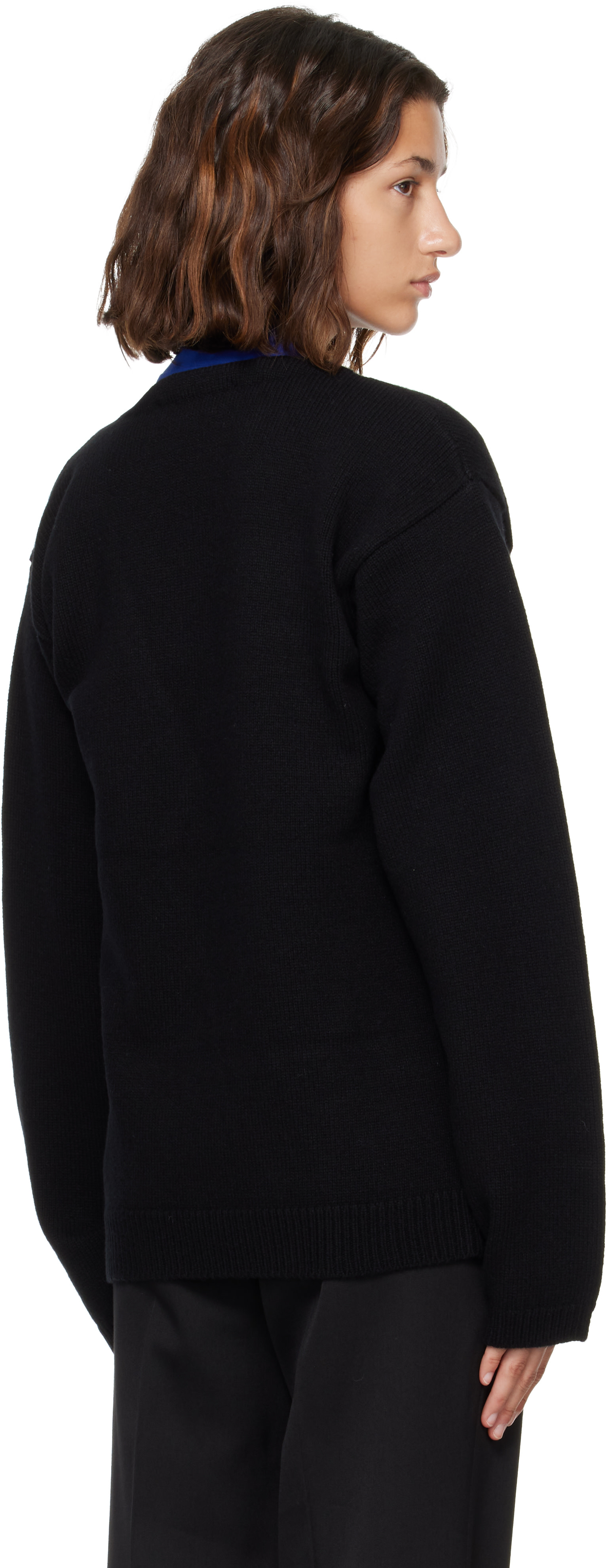 Róhe: Black Off-Shoulder Wrap Cardigan | SSENSE