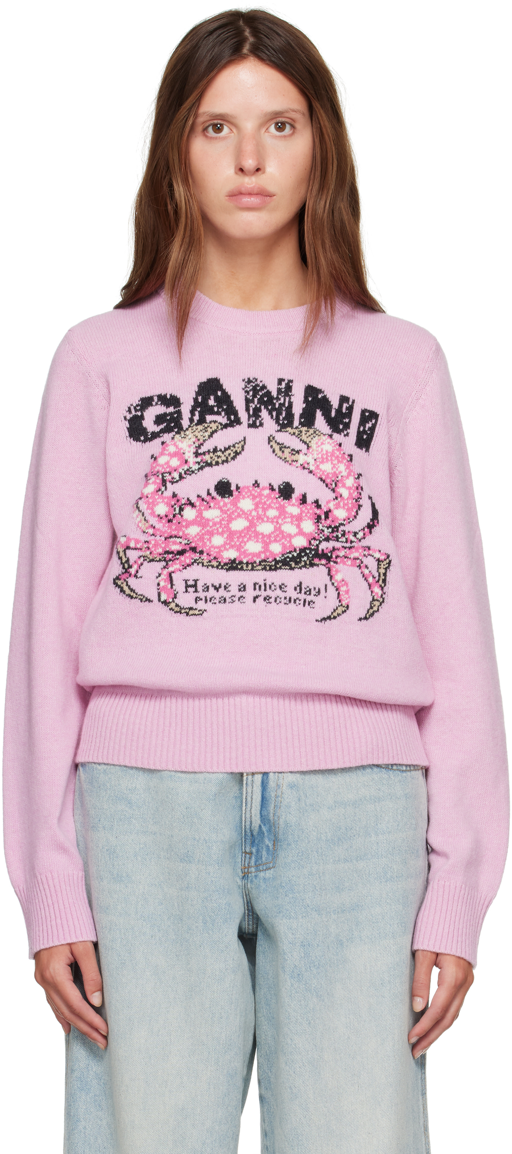 GANNI: Pink Crab Sweater | SSENSE