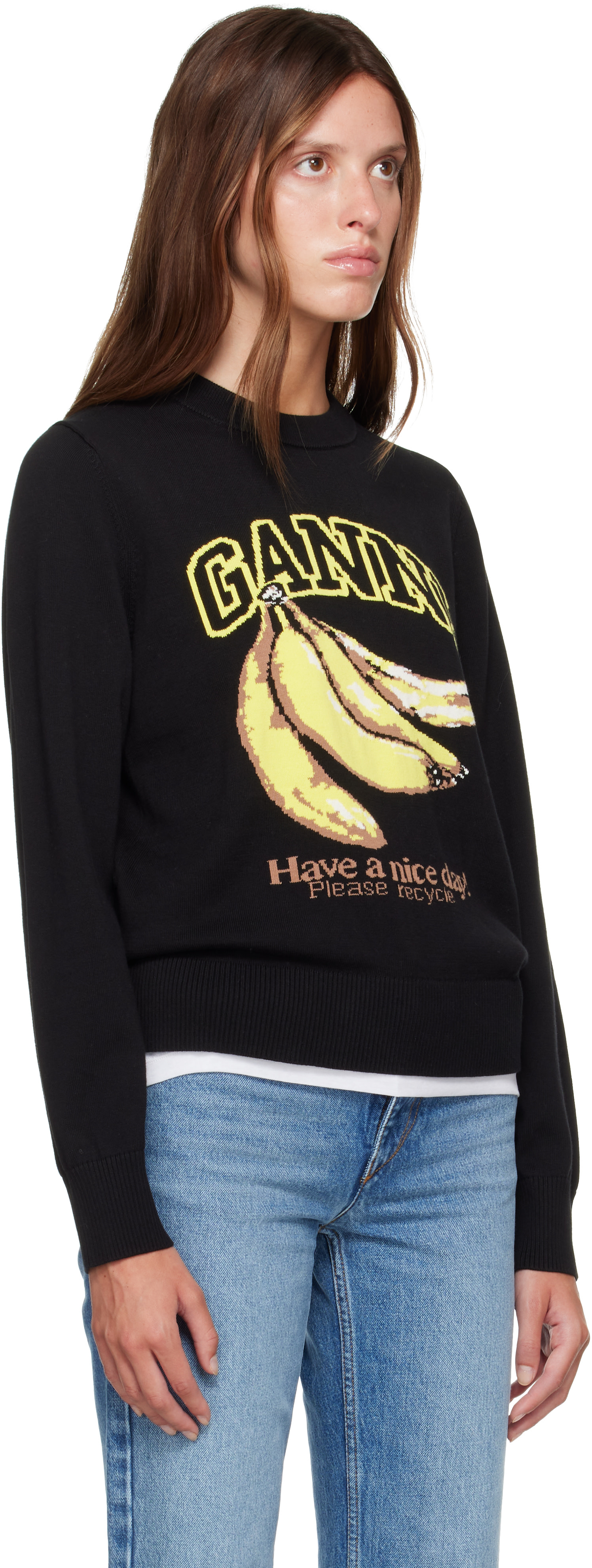 GANNI - Pull noir à image de bananes