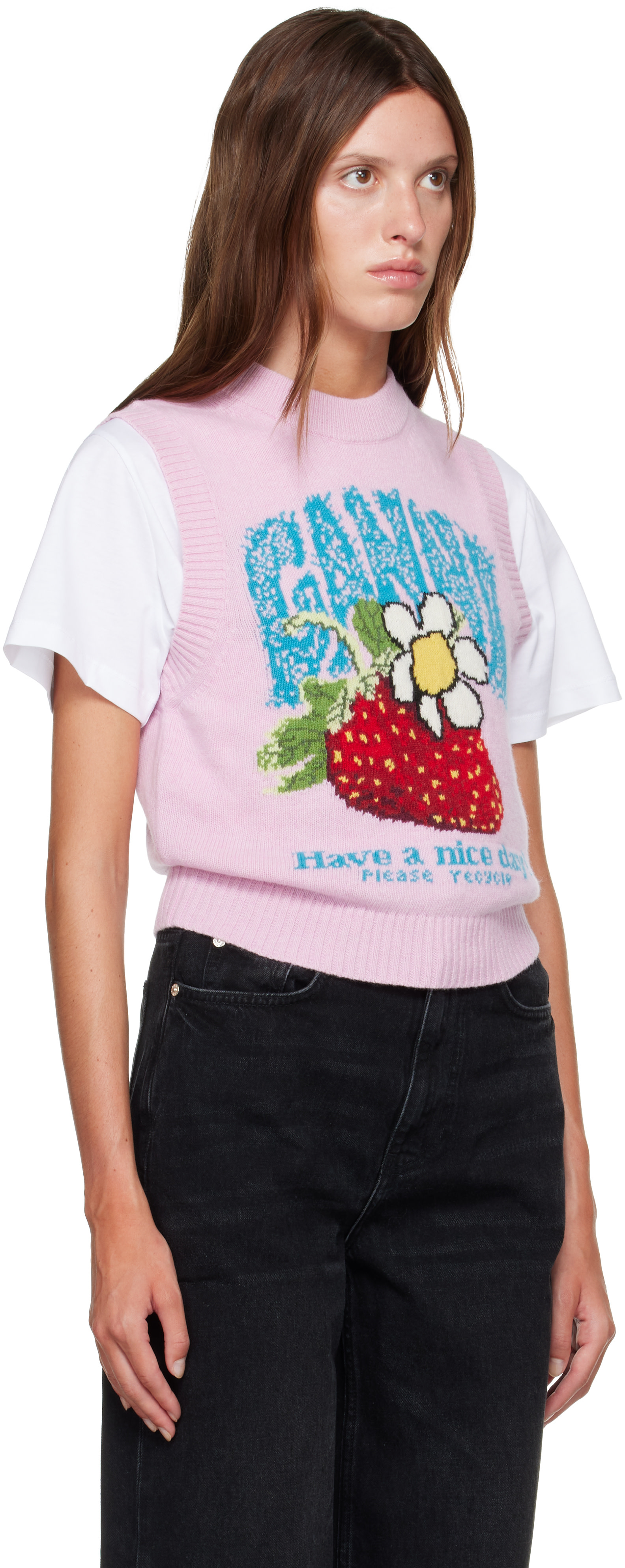 GANNI: ピンク Strawberry ベスト | SSENSE 日本