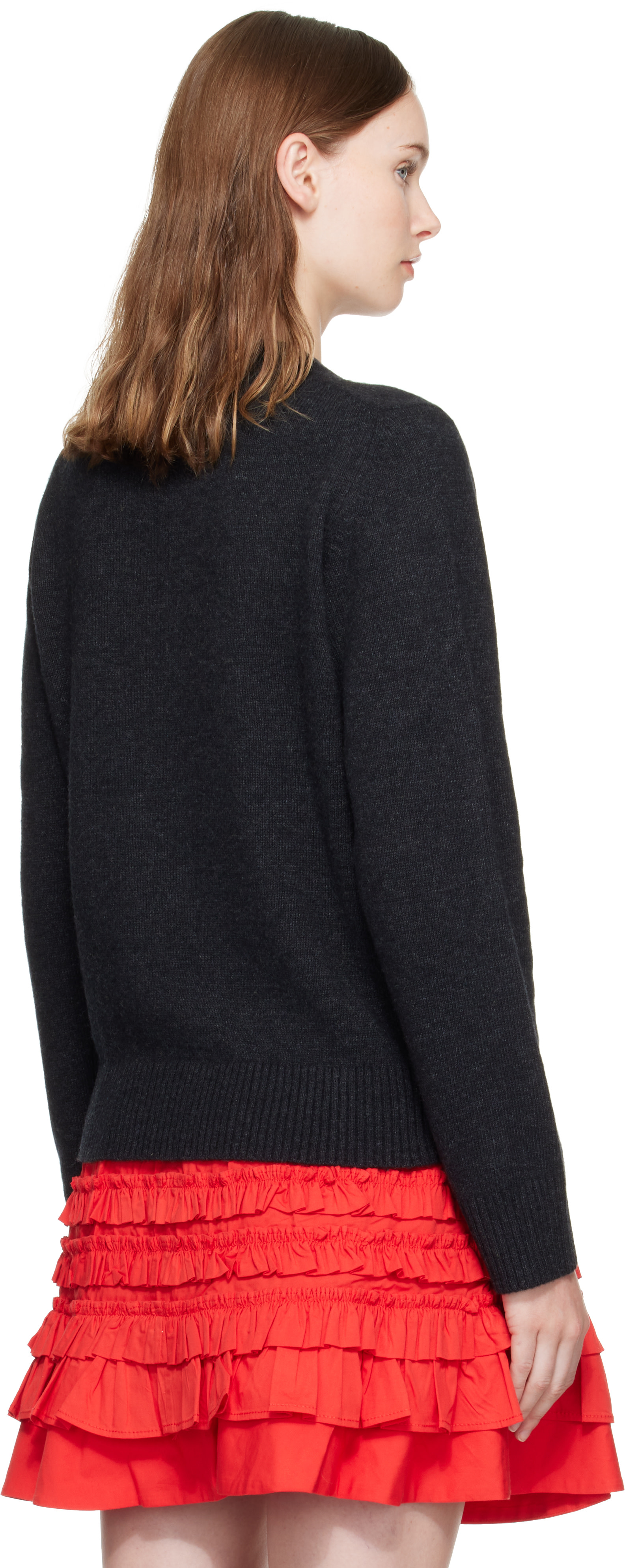 GANNI - Pull noir en laine à image à logo