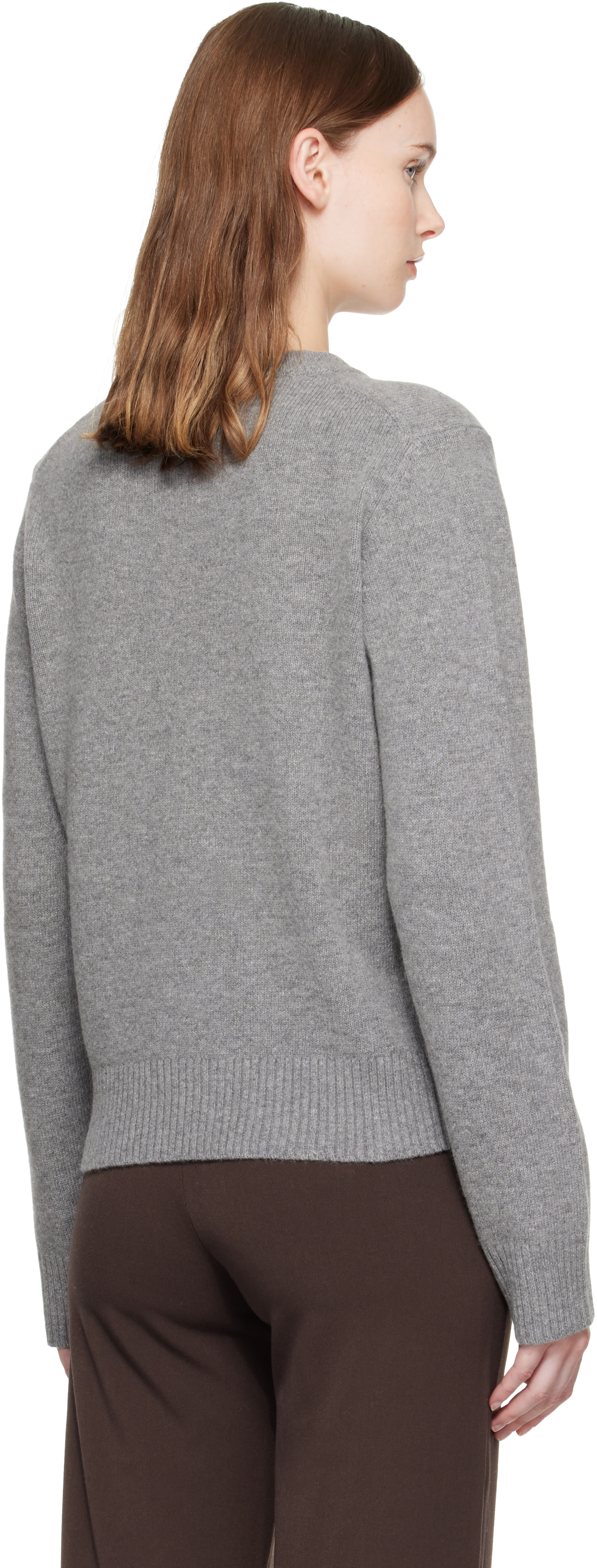 GANNI - Pull gris en laine à image à logo