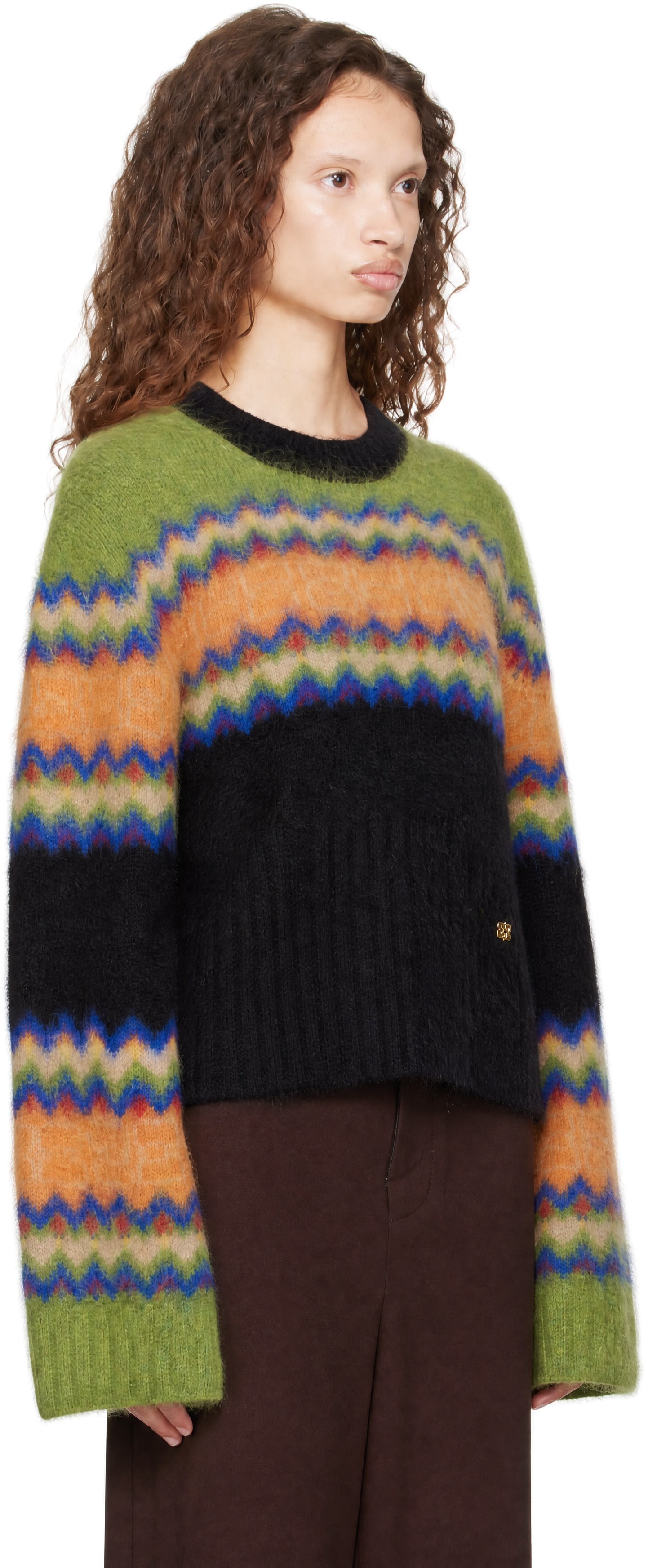 GANNI - Pull Fairisle vert en alpaga