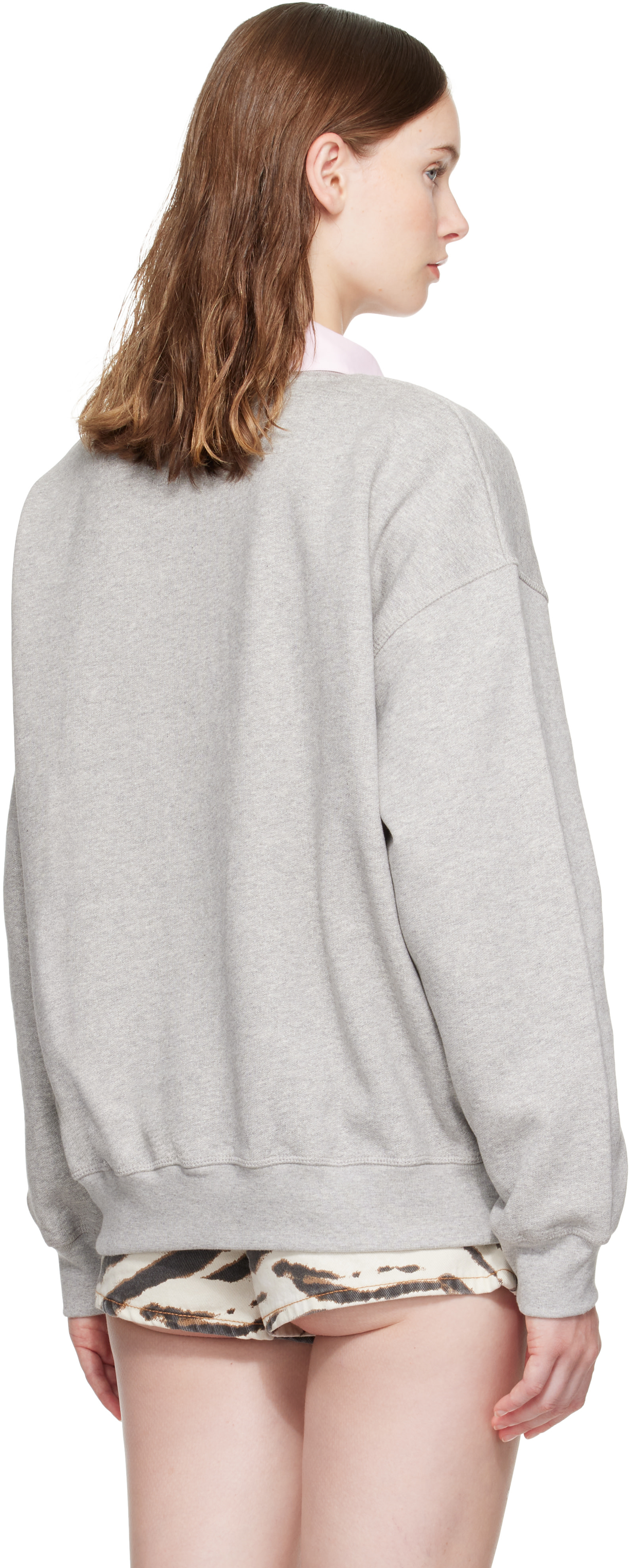 GANNI - Pull molletonné gris à image à logo