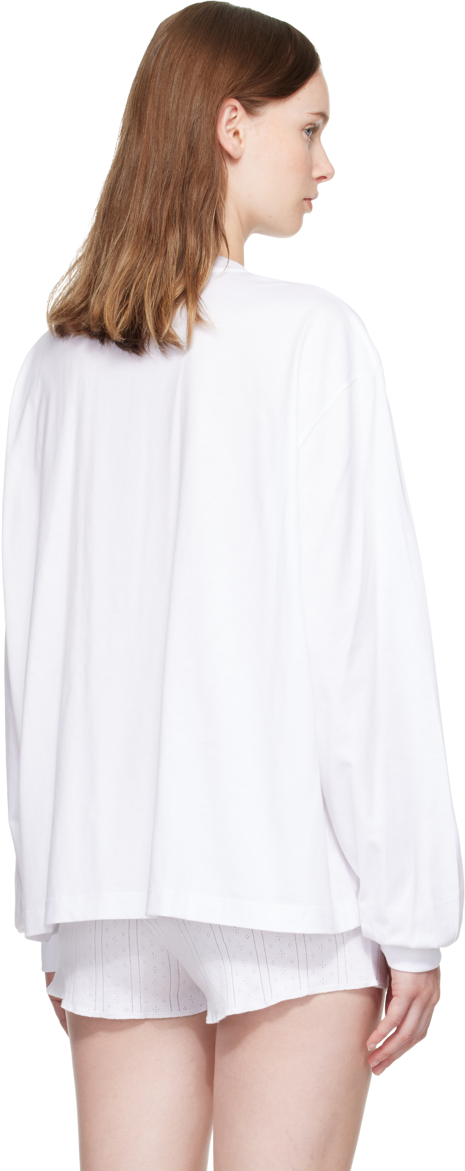 GANNI: White Mushroom Teddy Long Sleeve T-shirt | SSENSE