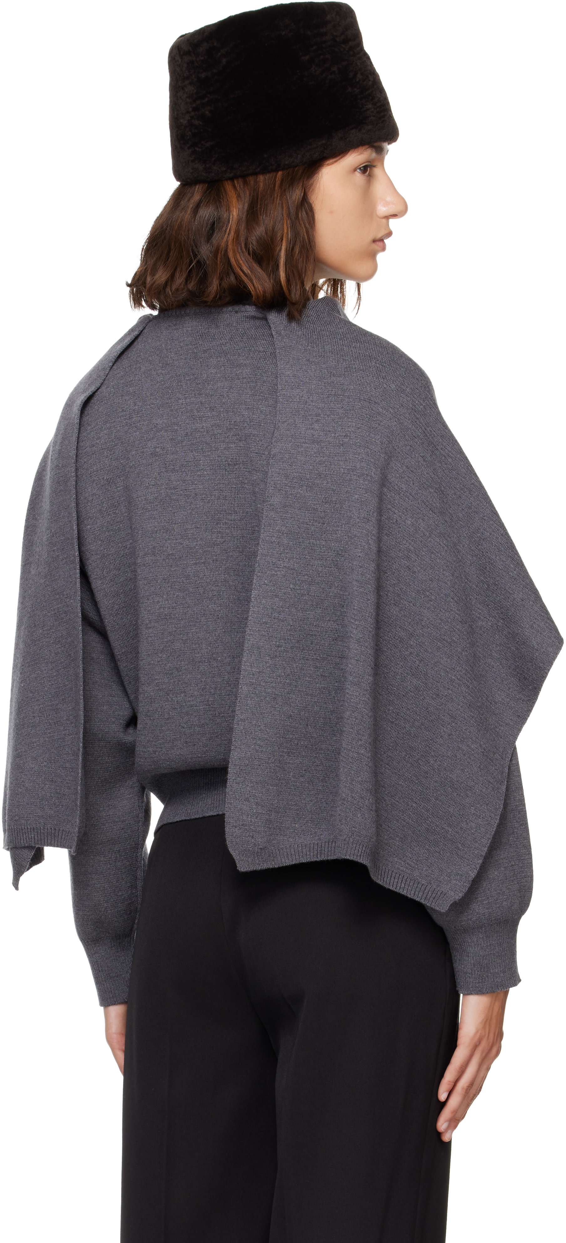 Róhe - Pull gris de style cape