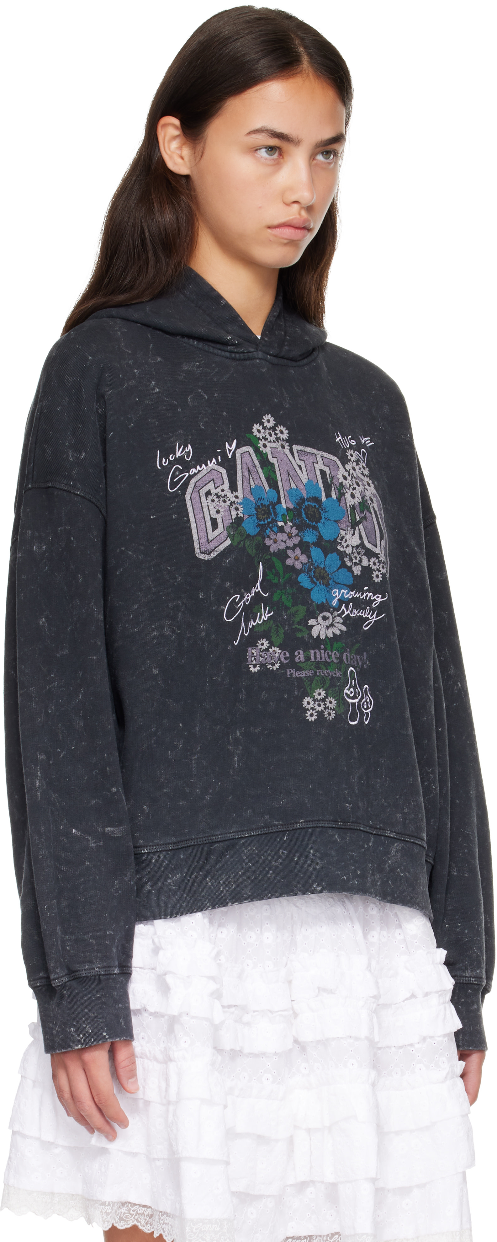 GANNI - Pull à capuche gris à effet délavé - Isoli