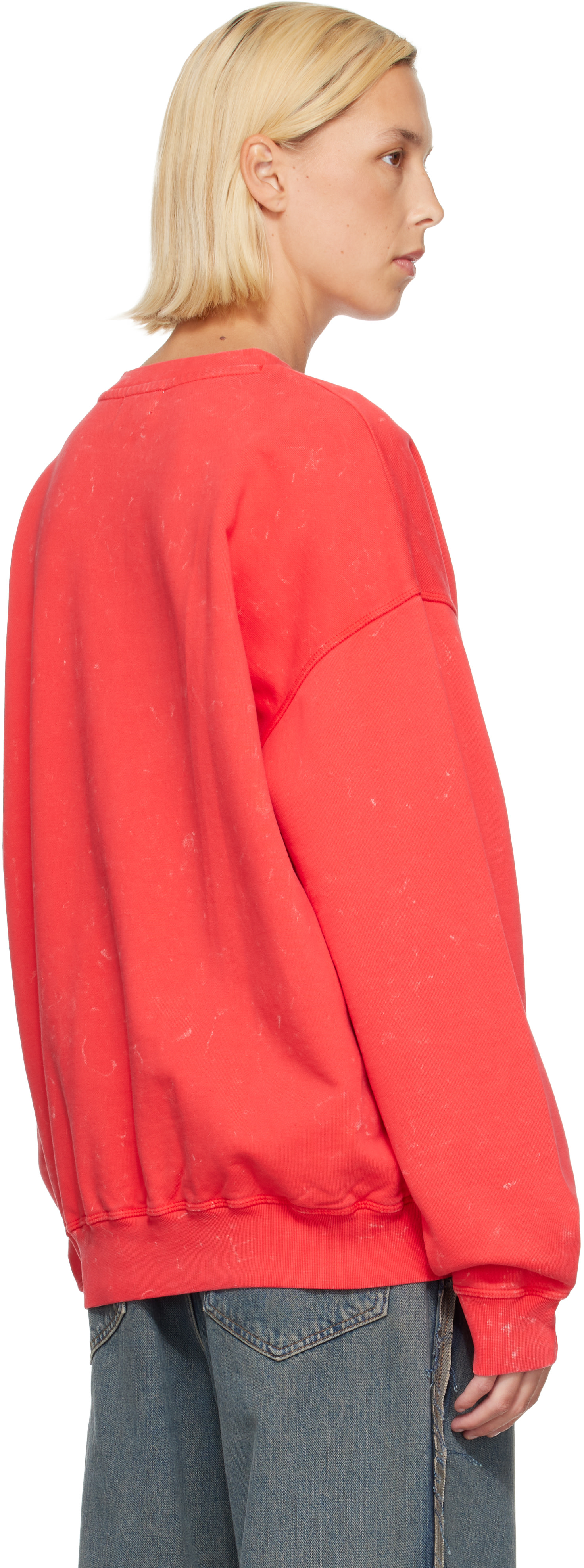 GANNI - Pull molletonné rouge à col ras du cou et à image de cerise