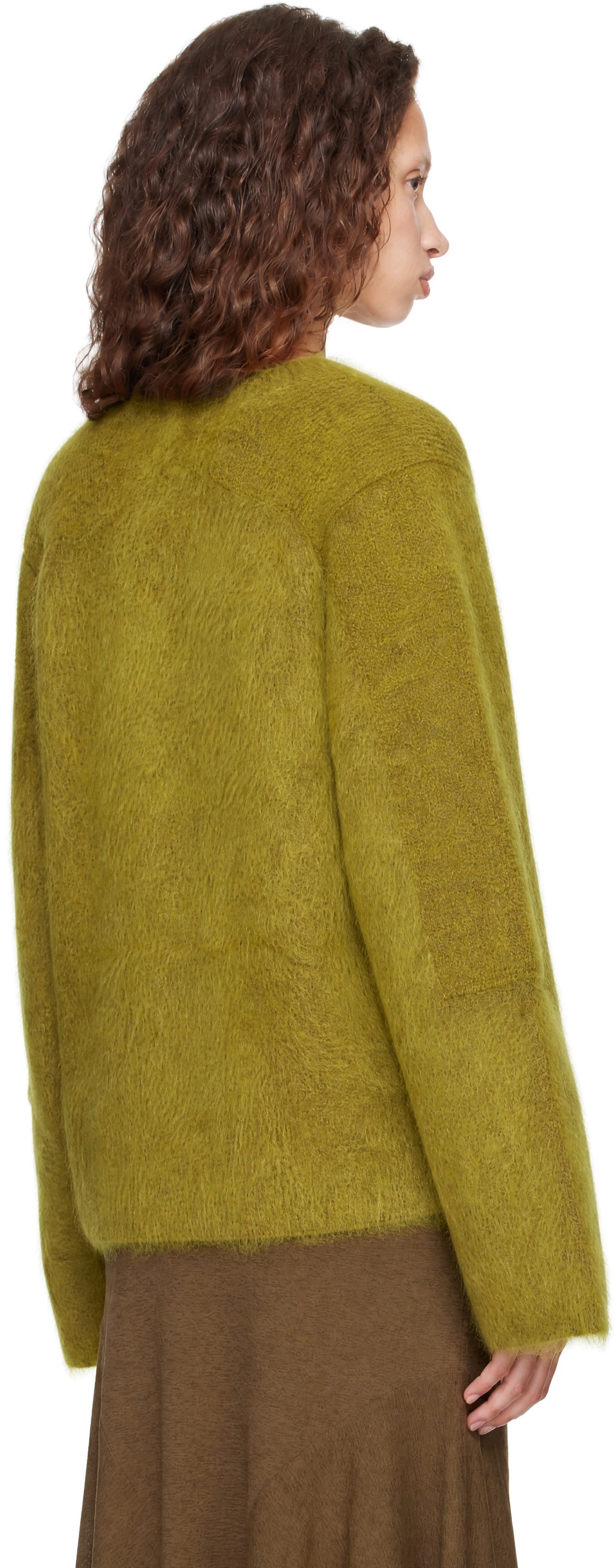 GANNI - Pull vert en tricot brossé de mohair