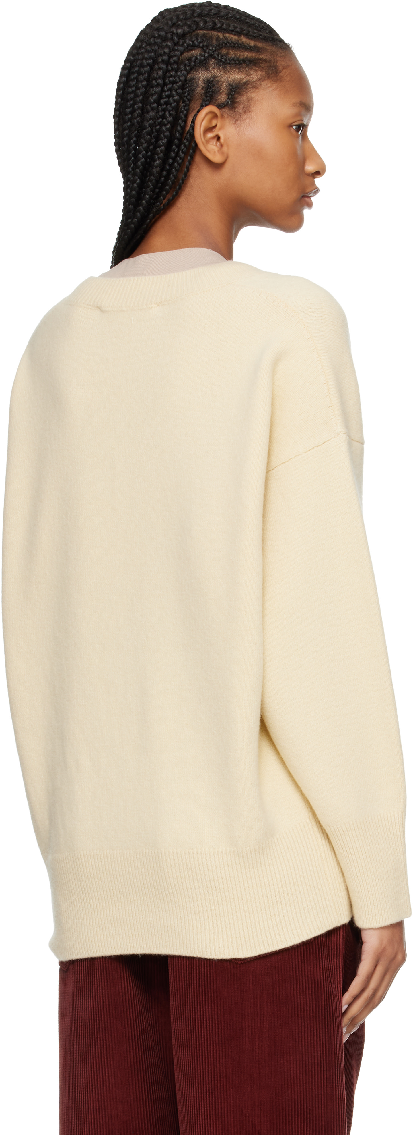 Róhe - Pull jaune en col en V
