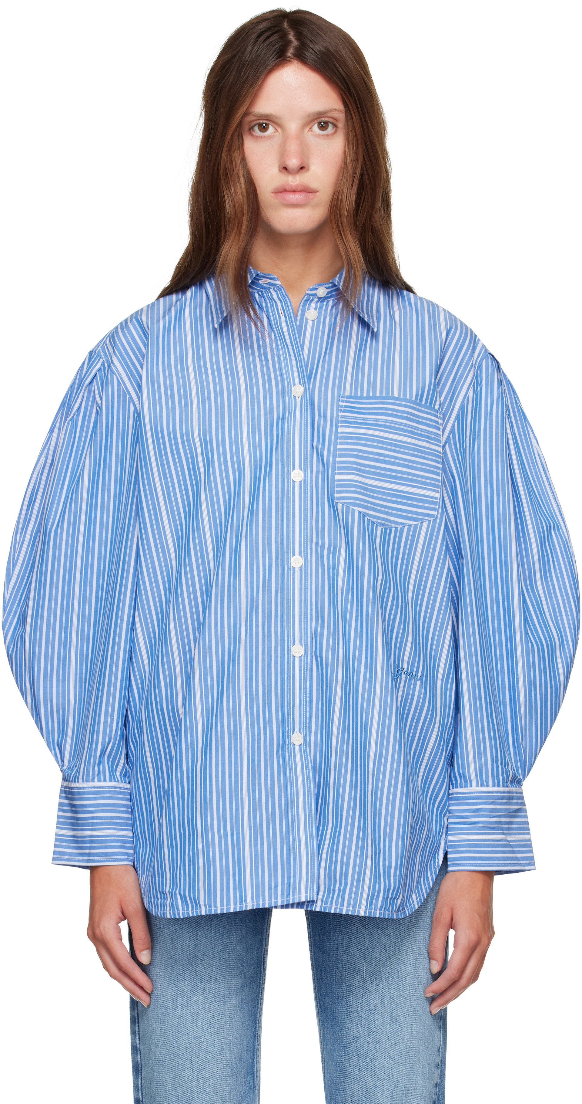 ☆新品 未使用 GANNI カシュクール ストライプ シャツ ブラウス