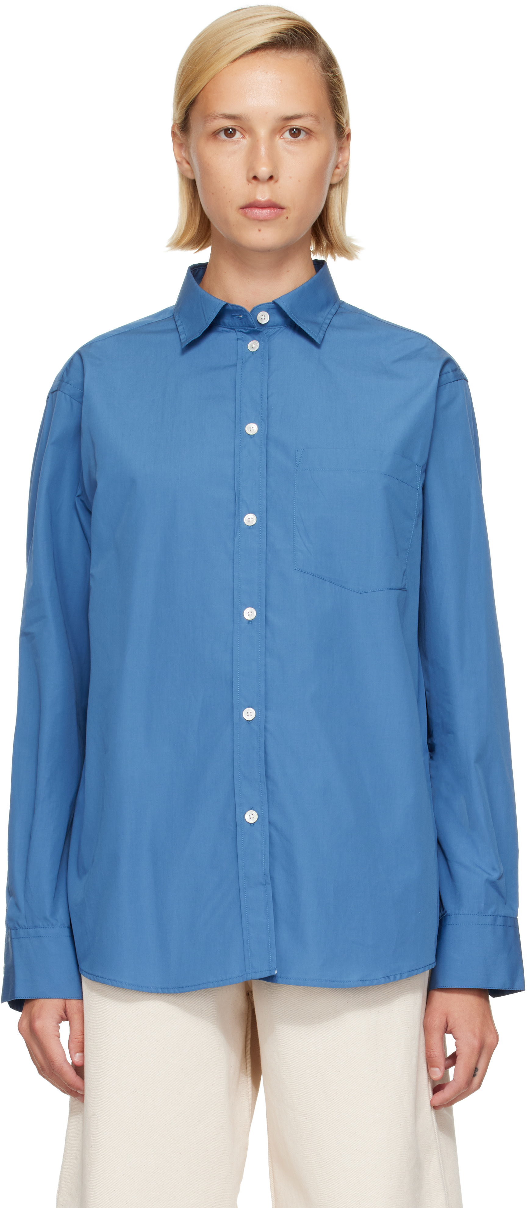 Róhe: Blue Classic Fit Shirt | SSENSE